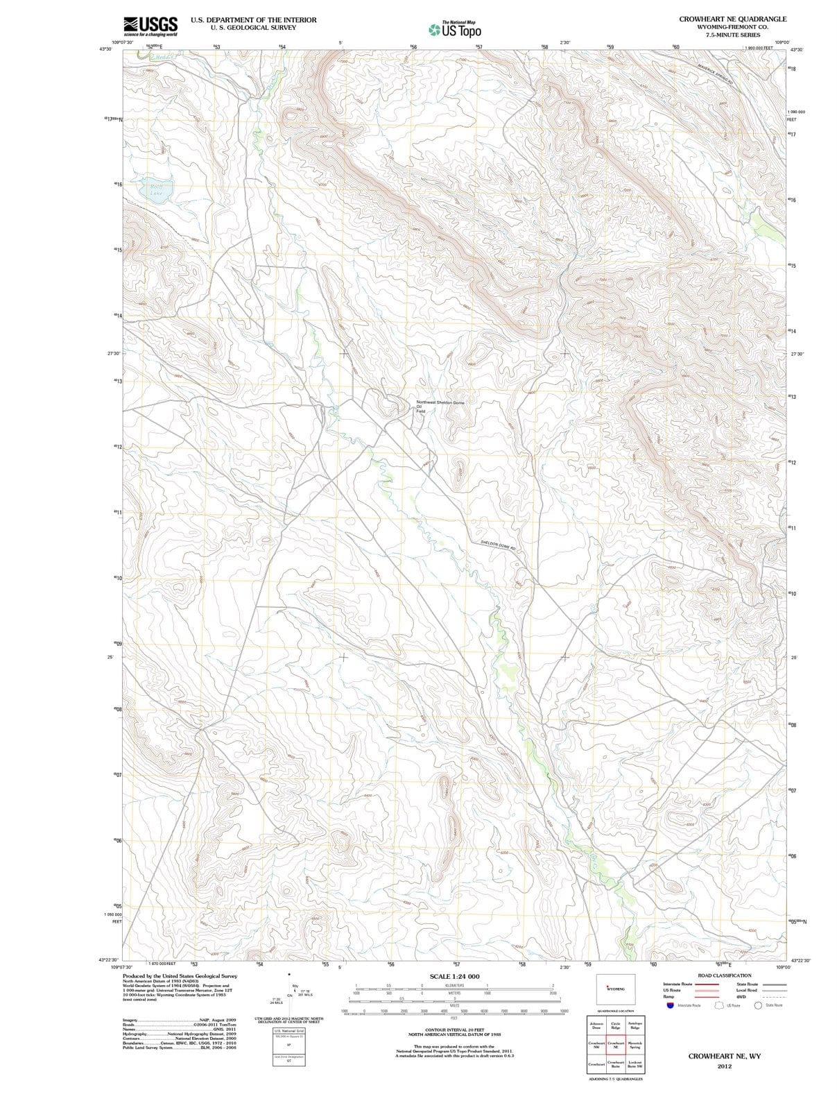 2012 Crowheart, WY - Wyoming - USGS Topographic Map v2