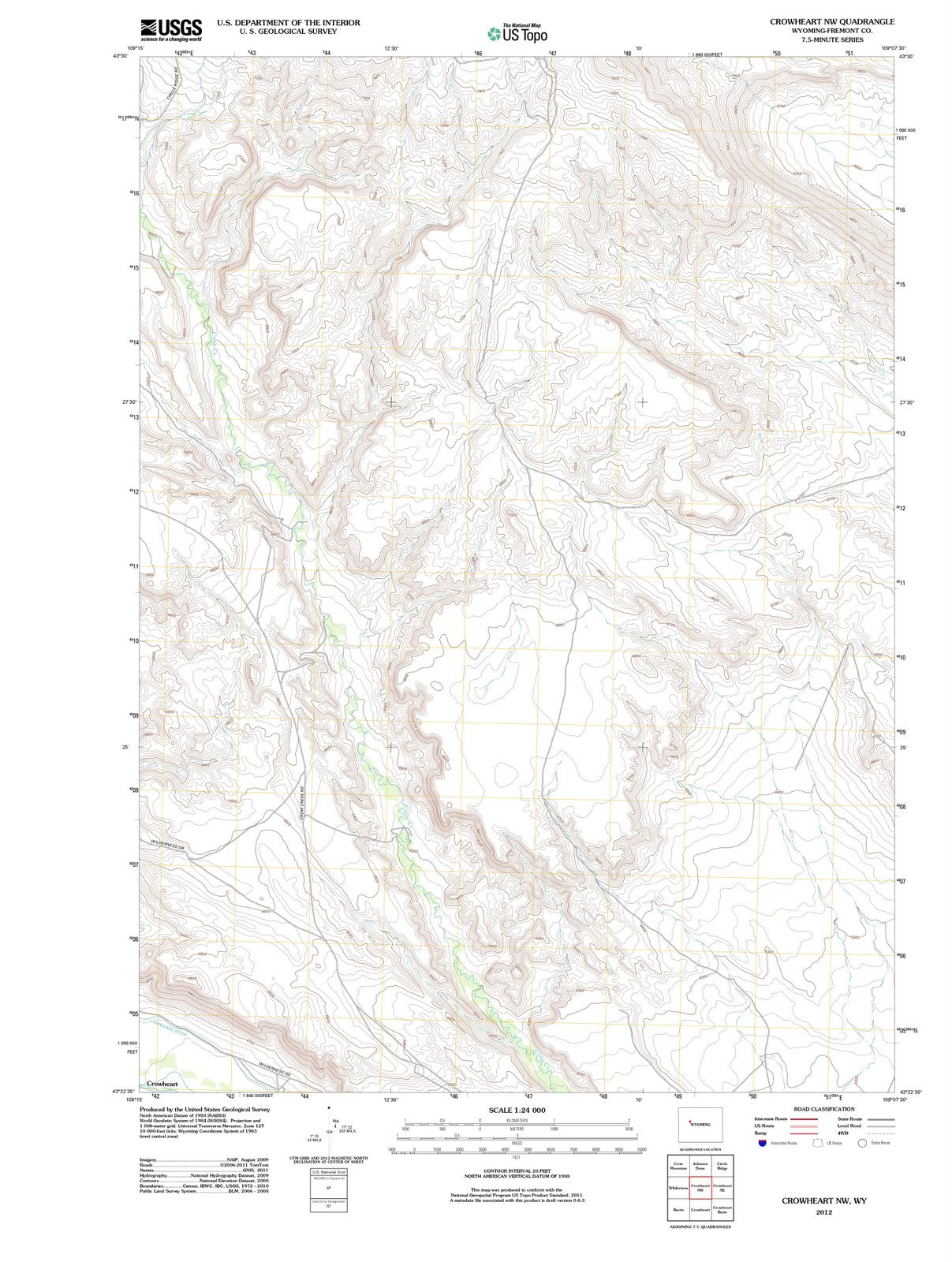 2012 Crowheart, WY - Wyoming - USGS Topographic Map v3