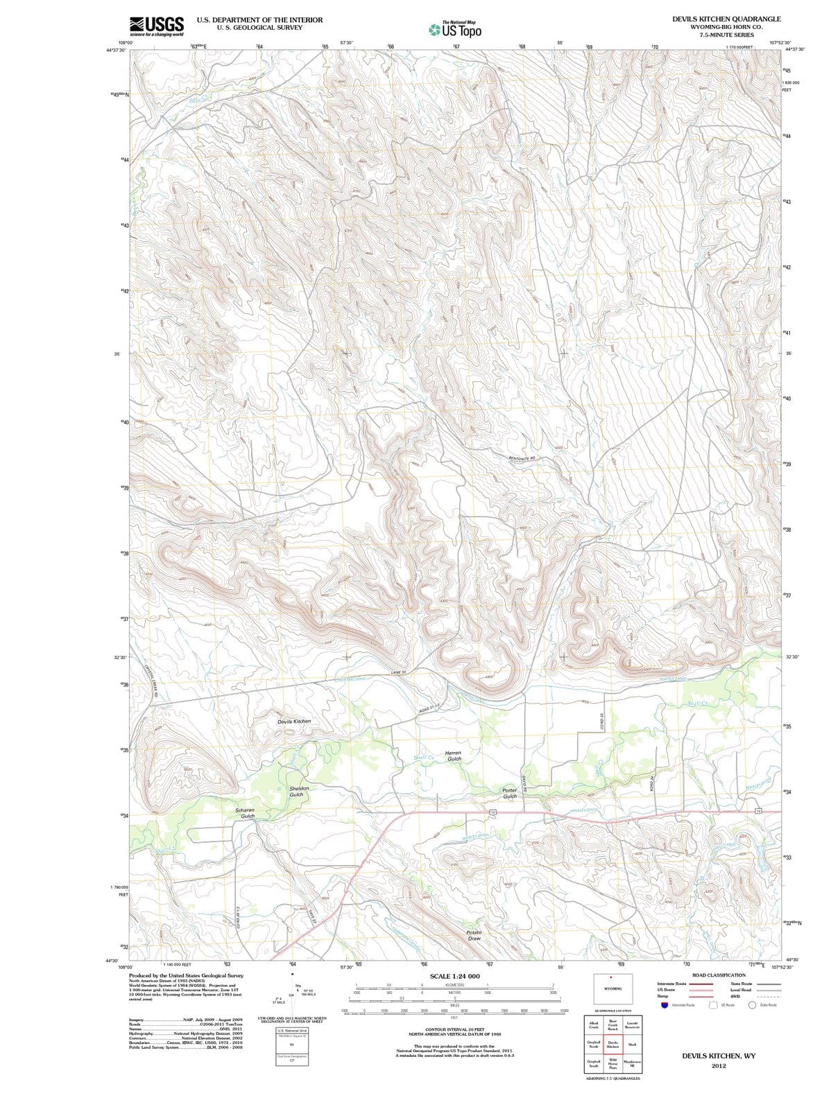 2012 Devils Kitchen, WY - Wyoming - USGS Topographic Map