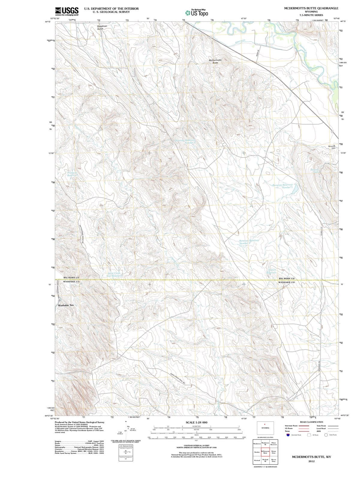 2012 McDermotts Butte, WY - Wyoming - USGS Topographic Map