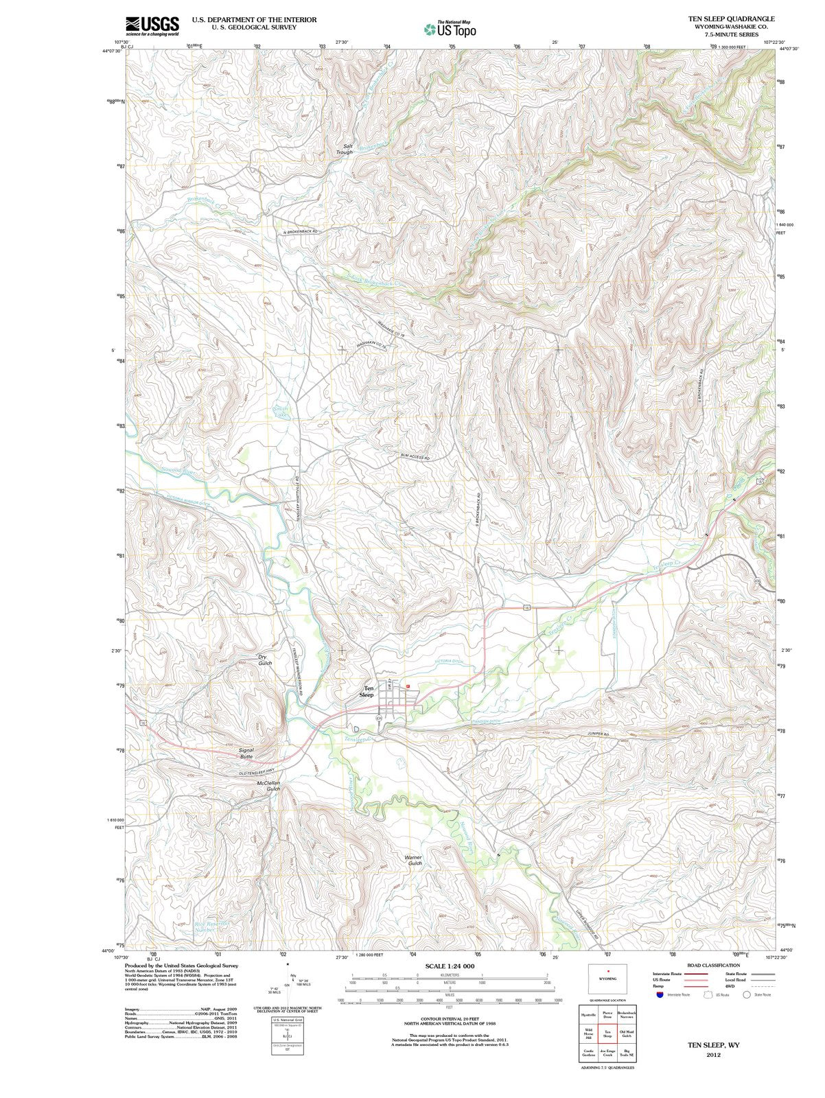 2012 Ten Sleep, WY - Wyoming - USGS Topographic Map