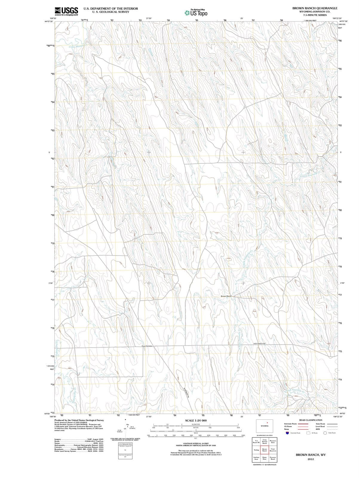 2012 Brown Ranch, WY - Wyoming - USGS Topographic Map