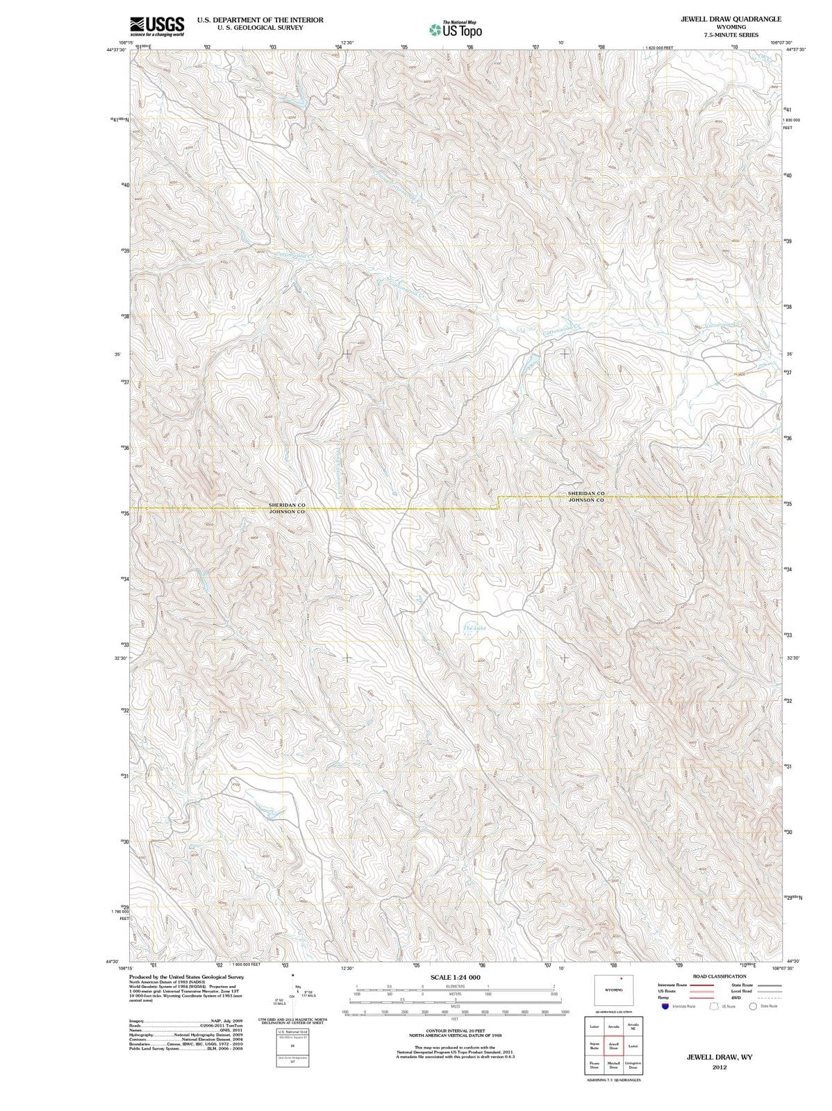 2012 Jewellraw, WY - Wyoming - USGS Topographic Map