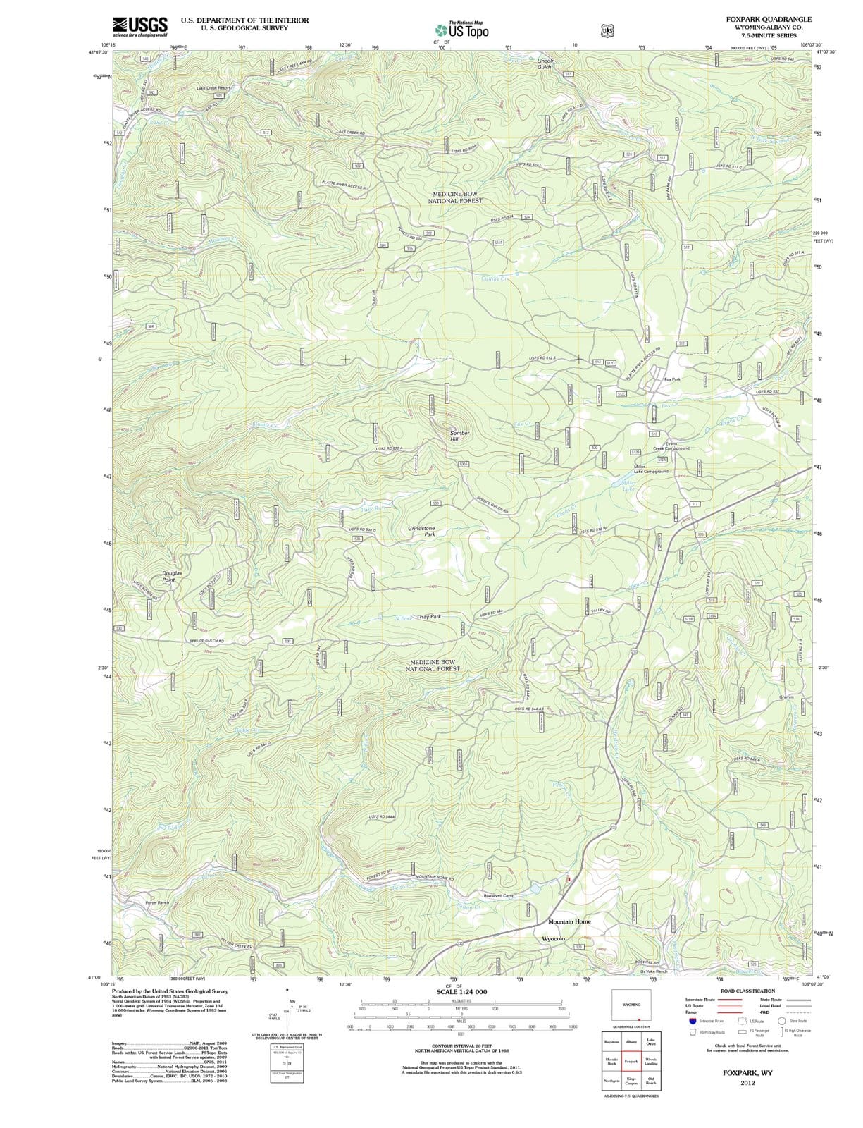 2012 Foxpark, WY - Wyoming - USGS Topographic Map