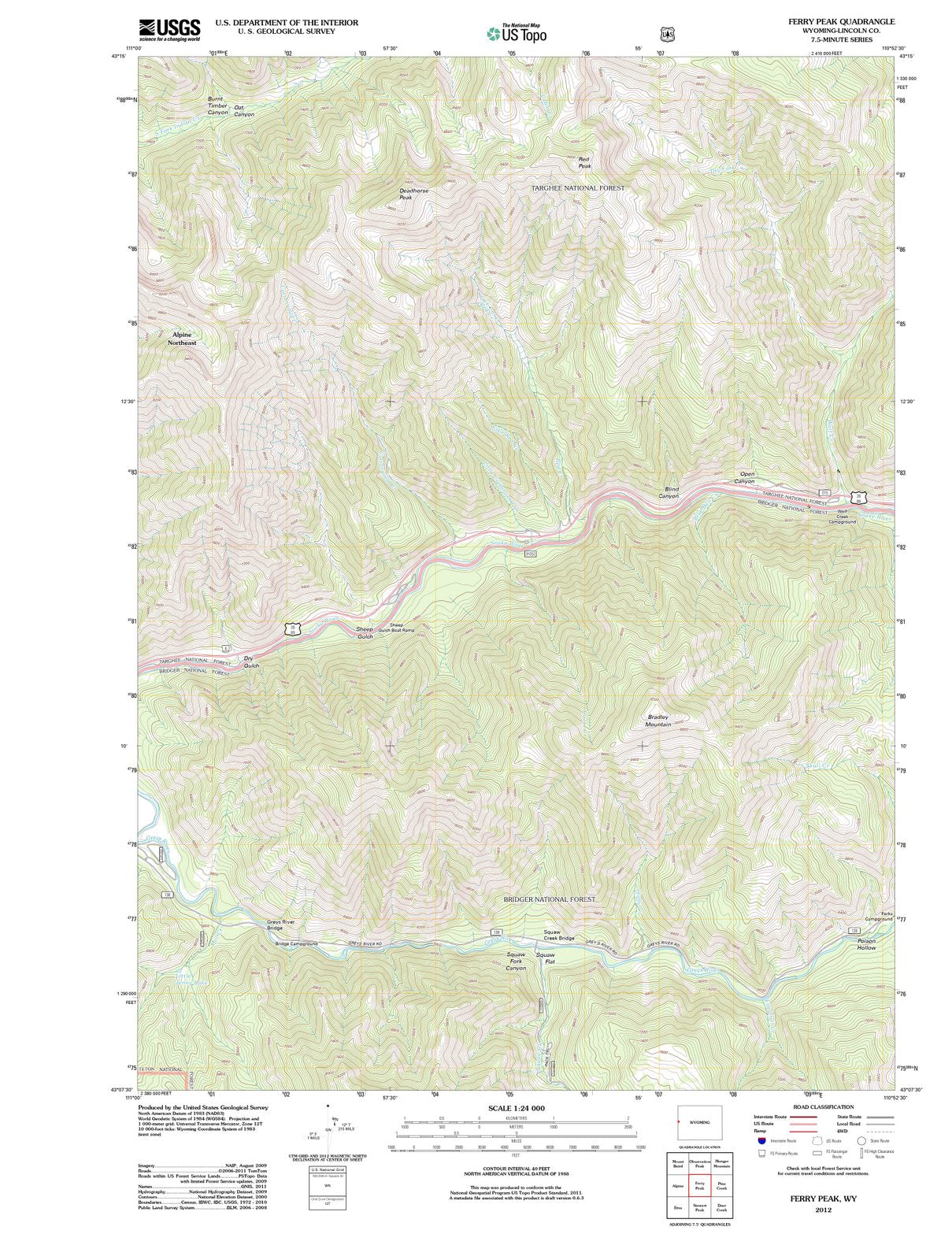 2012 Ferry Peak, WY - Wyoming - USGS Topographic Map