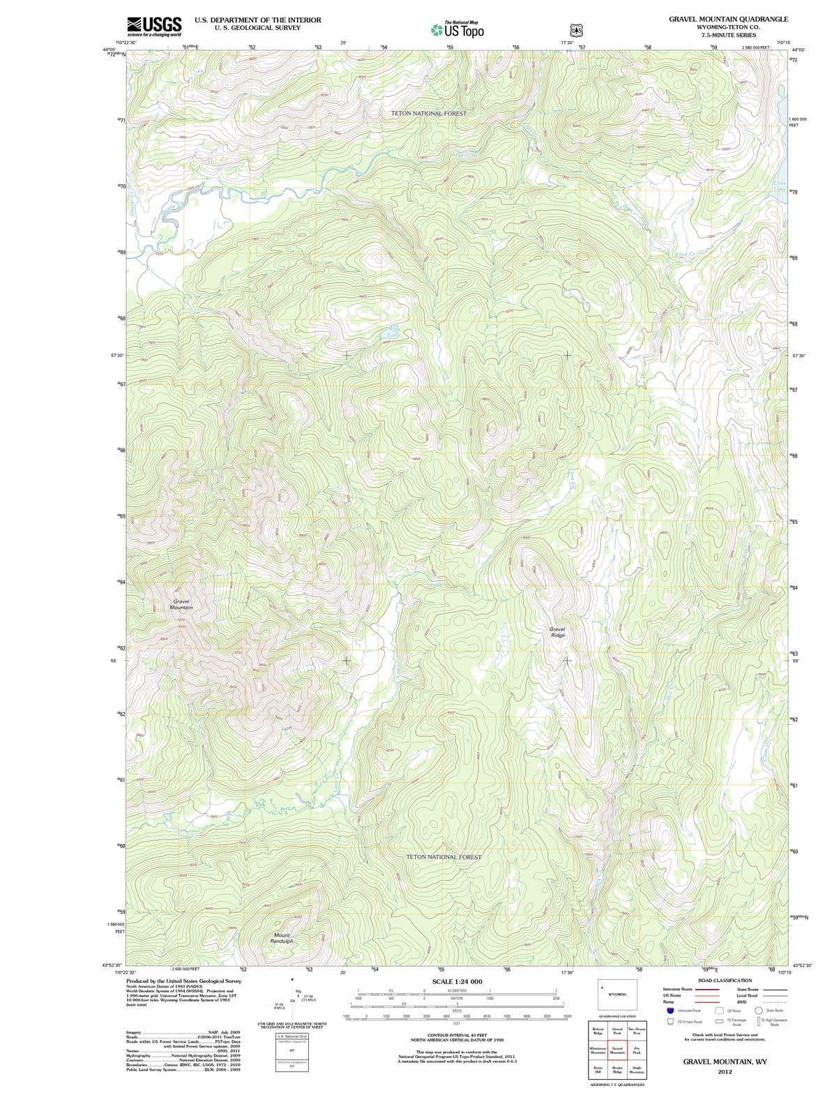 2012 Gravel Mountain, WY - Wyoming - USGS Topographic Map