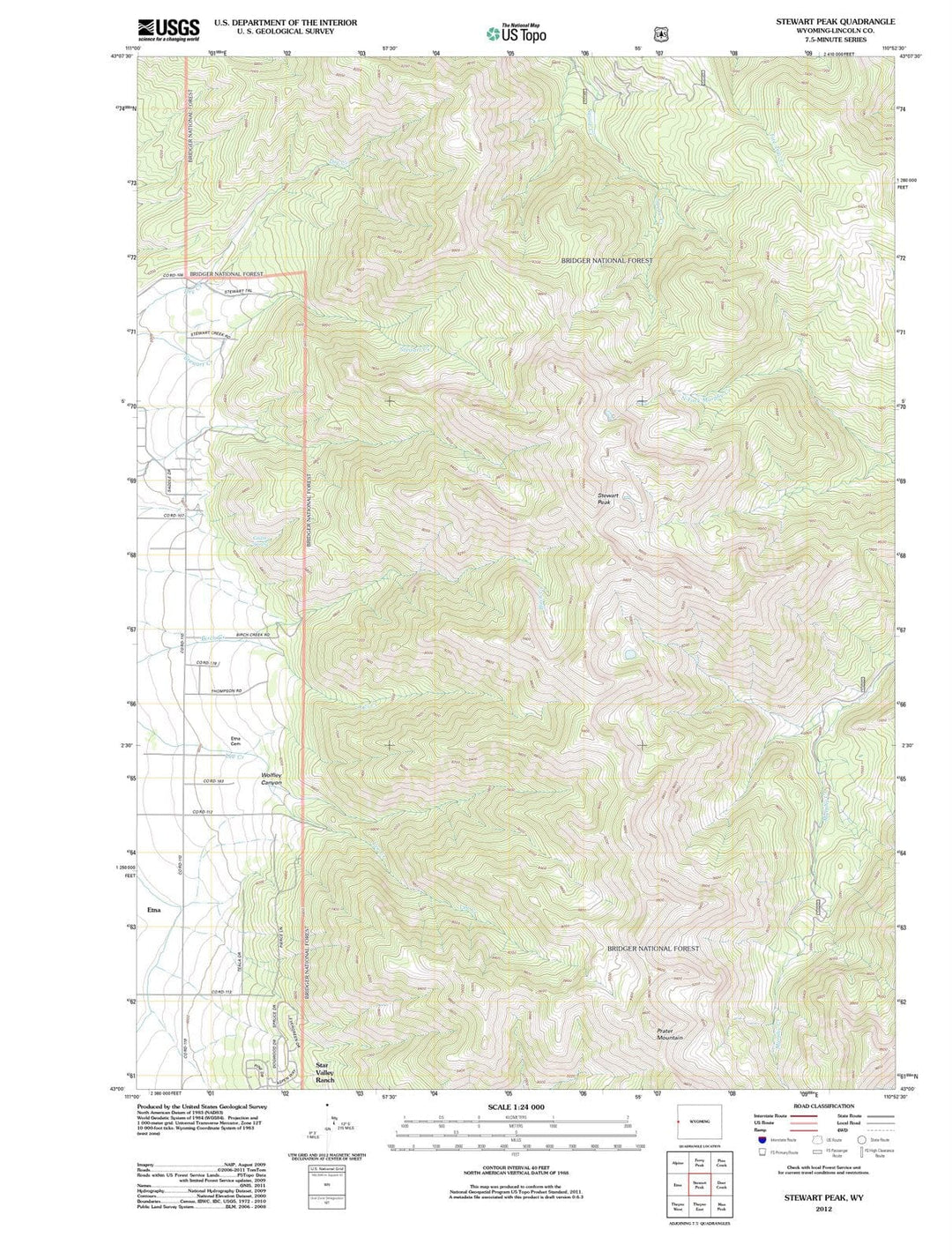 2012 Stewart Peak, WY - Wyoming - USGS Topographic Map
