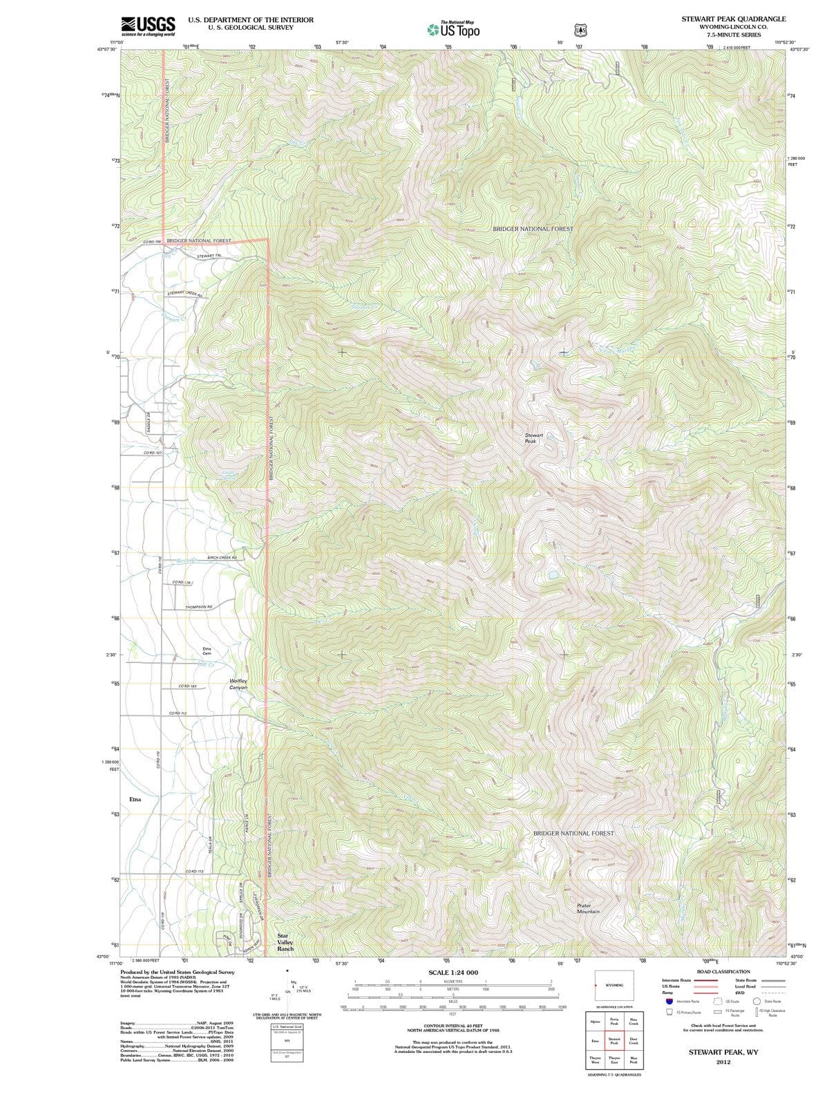 2012 Stewart Peak, WY - Wyoming - USGS Topographic Map