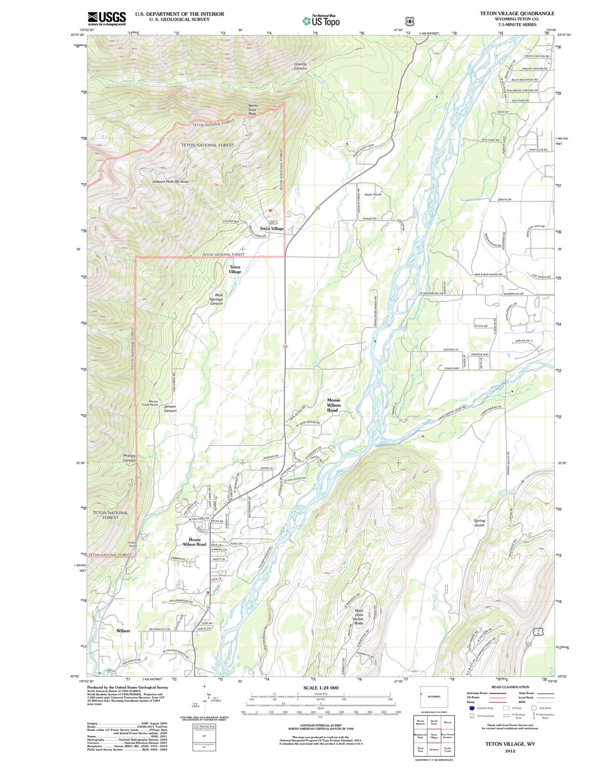 2012 Teton Village, WY - Wyoming - USGS Topographic Map