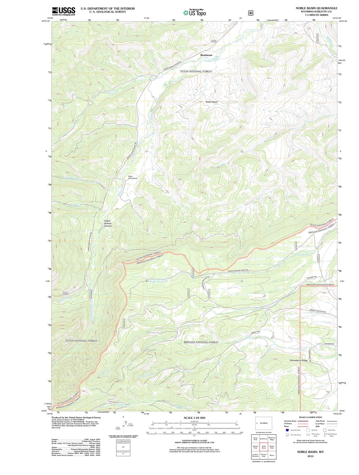2012 Noble Basin, WY - Wyoming - USGS Topographic Map