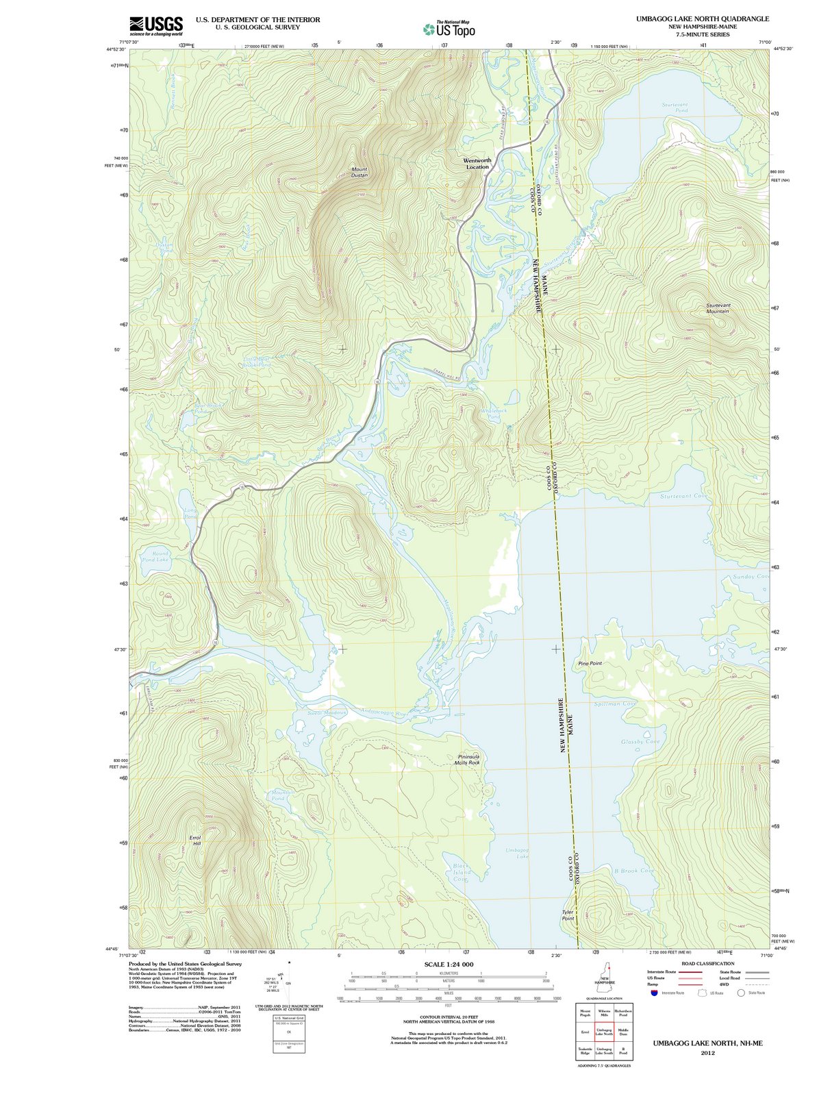 2012 Umbagog Lake North, NH - New Hampshire - USGS Topographic Map