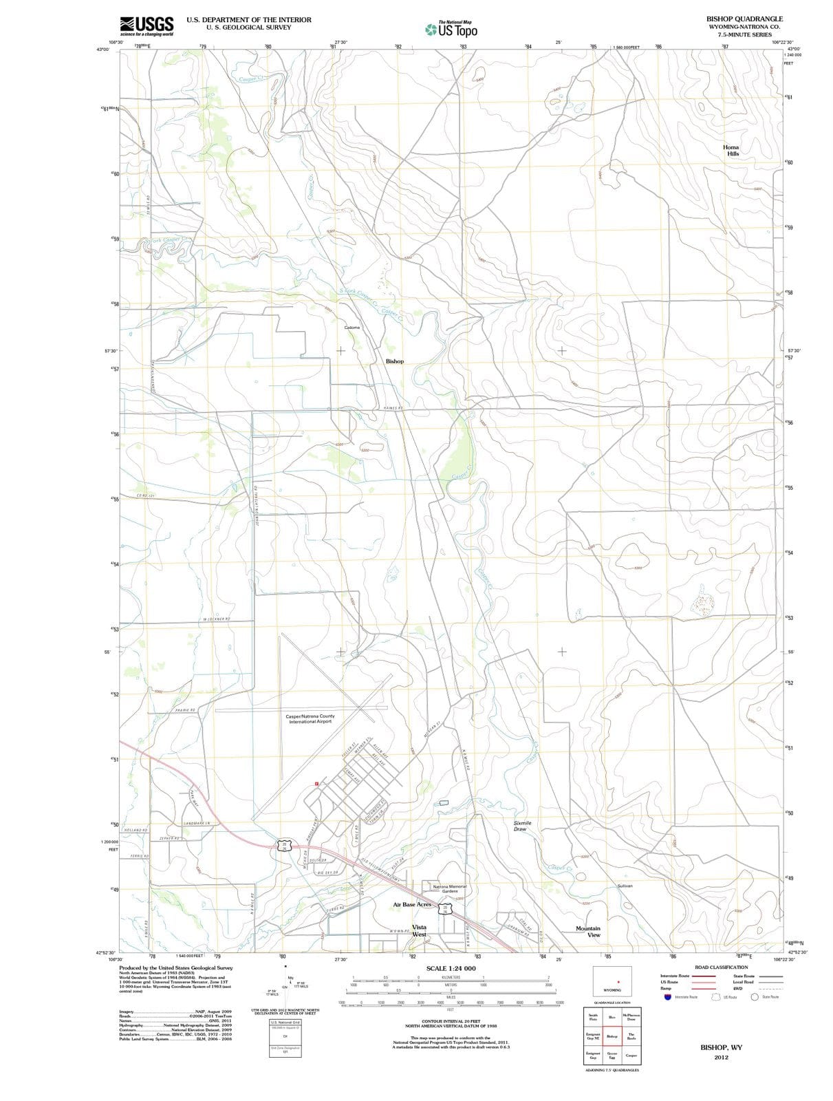 2012 Bishop, WY - Wyoming - USGS Topographic Map