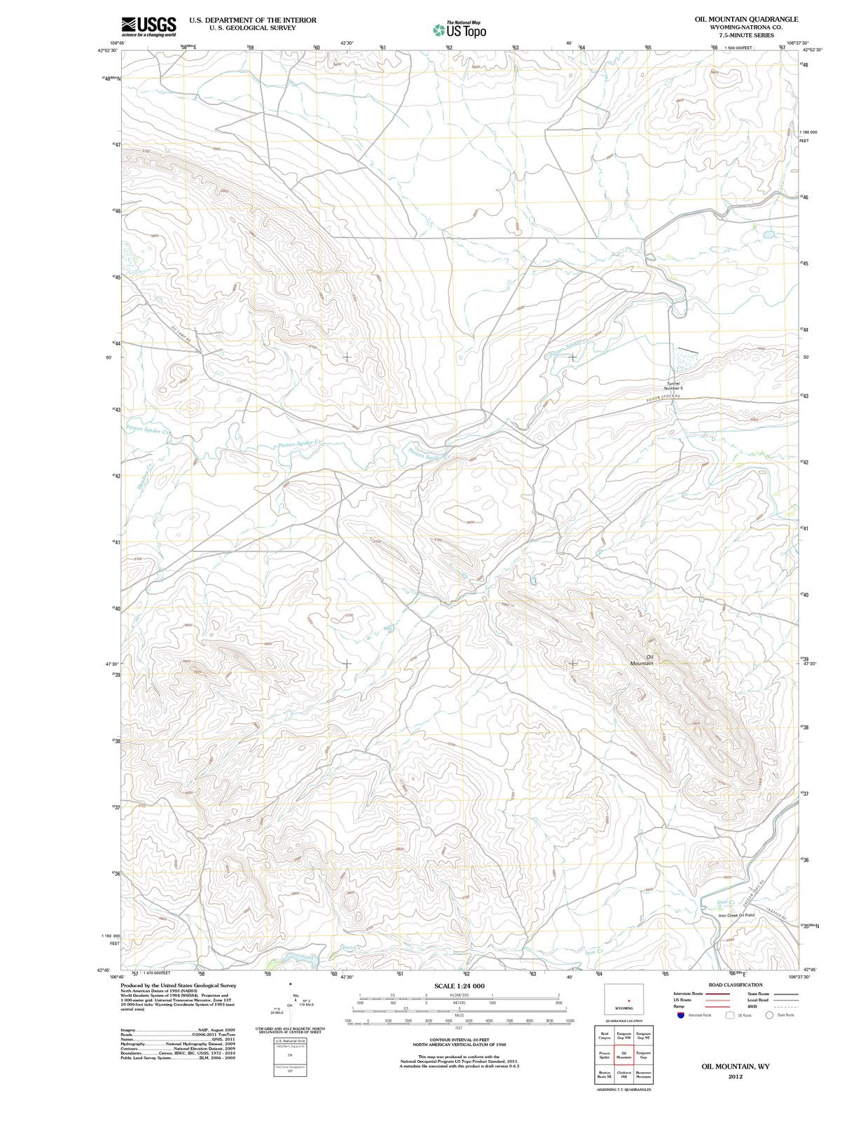 2012 Oil Mountain, WY - Wyoming - USGS Topographic Map