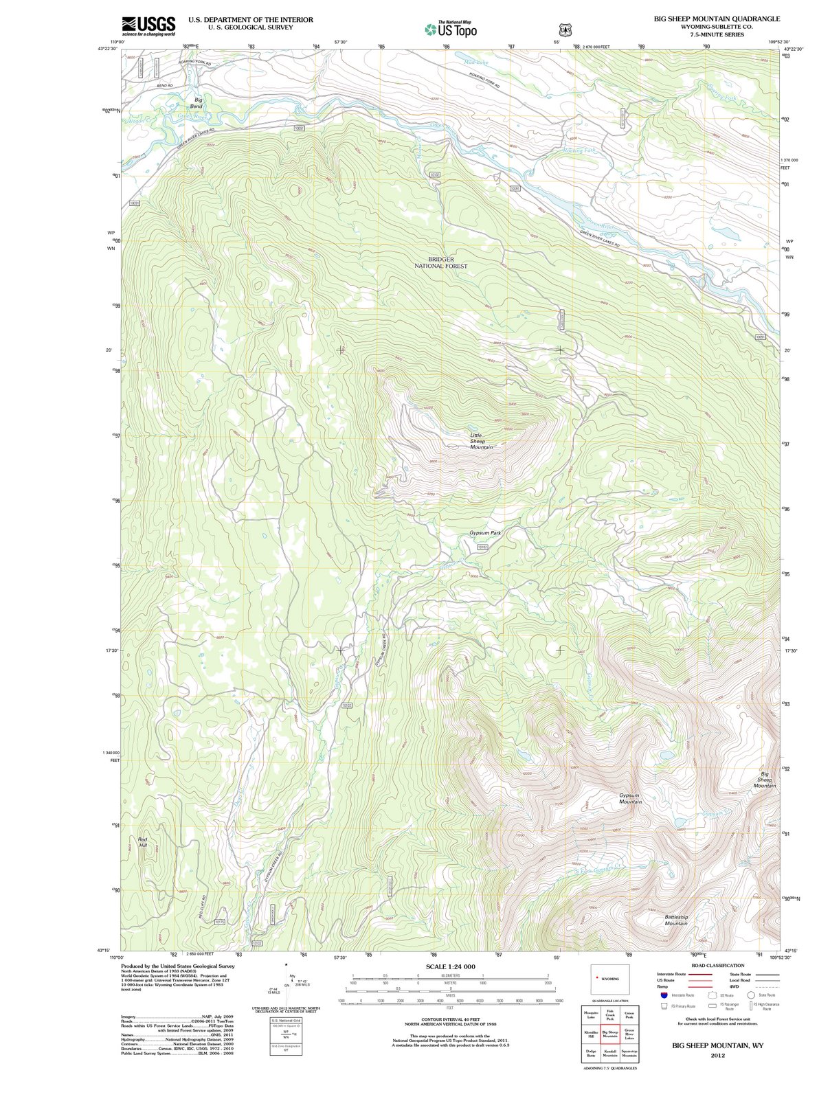 2012 Big Sheep Mountain, WY - Wyoming - USGS Topographic Map