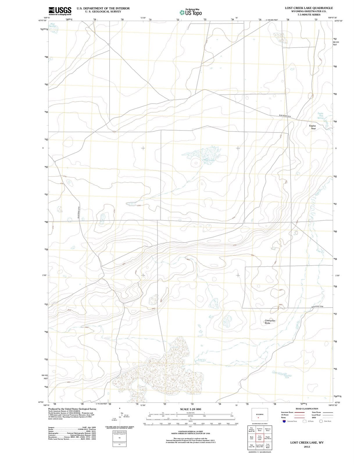 2012 Lost Creek Lake, WY - Wyoming - USGS Topographic Map