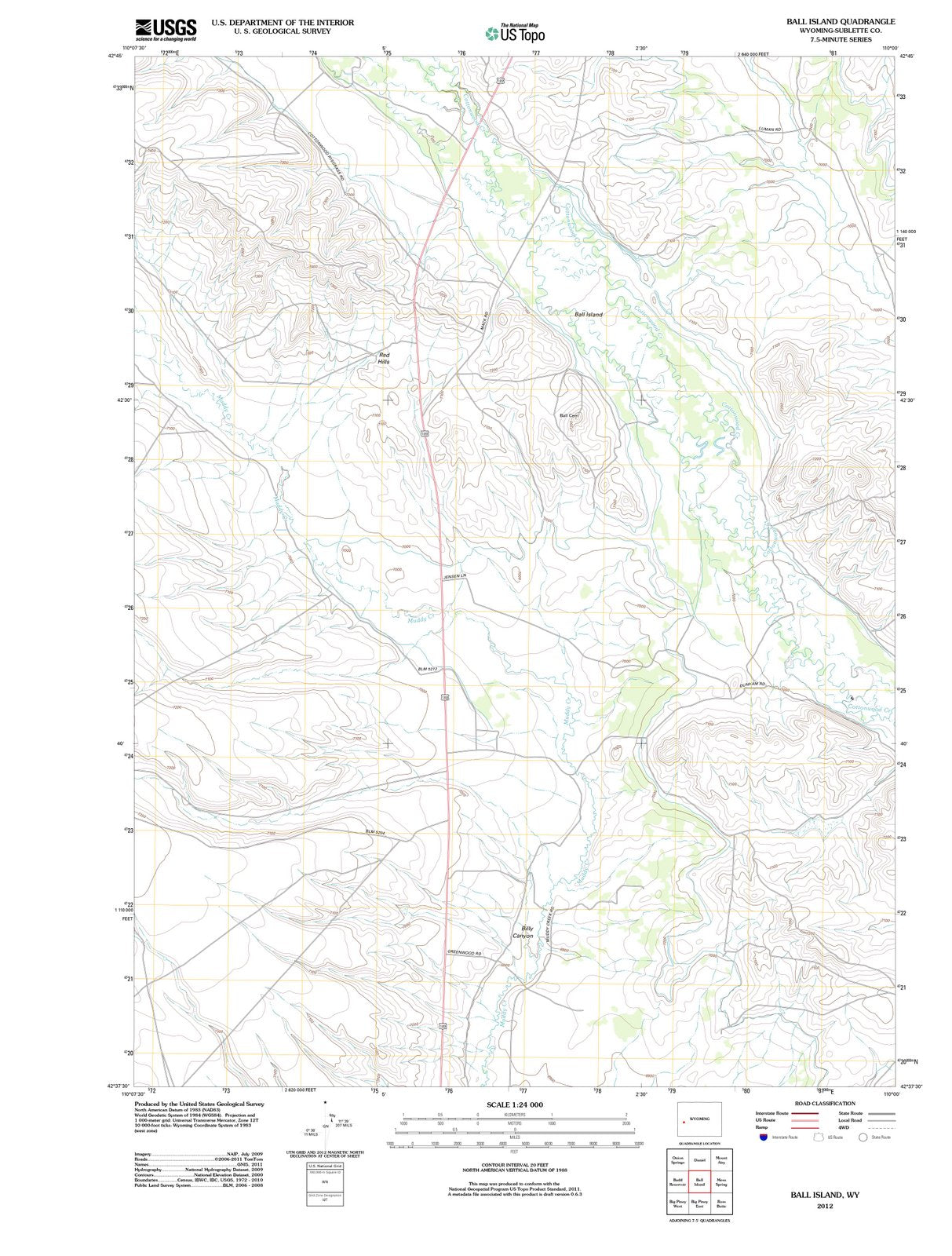 2012 Ball Island, WY - Wyoming - USGS Topographic Map