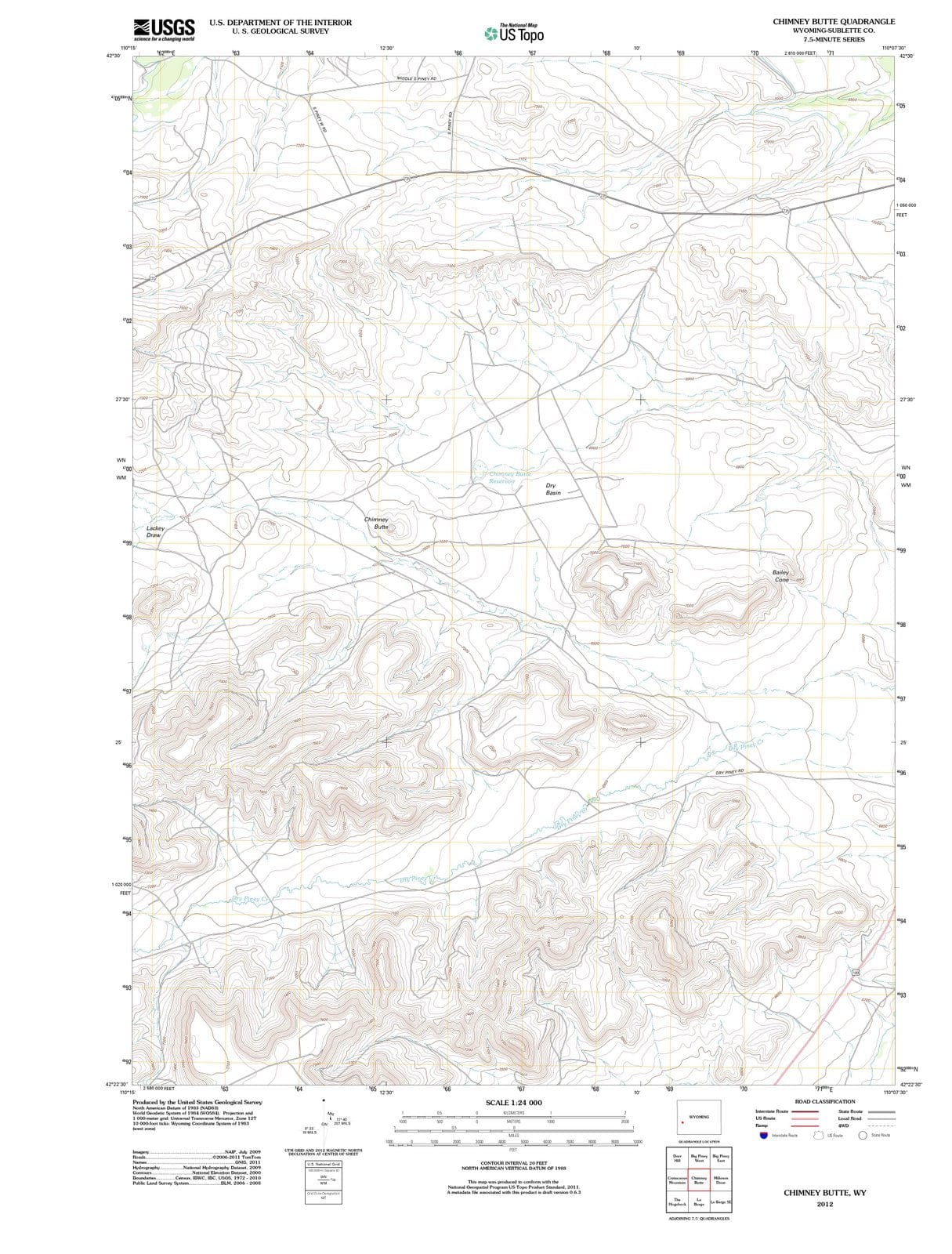 2012 Chimney Butte, WY - Wyoming - USGS Topographic Map
