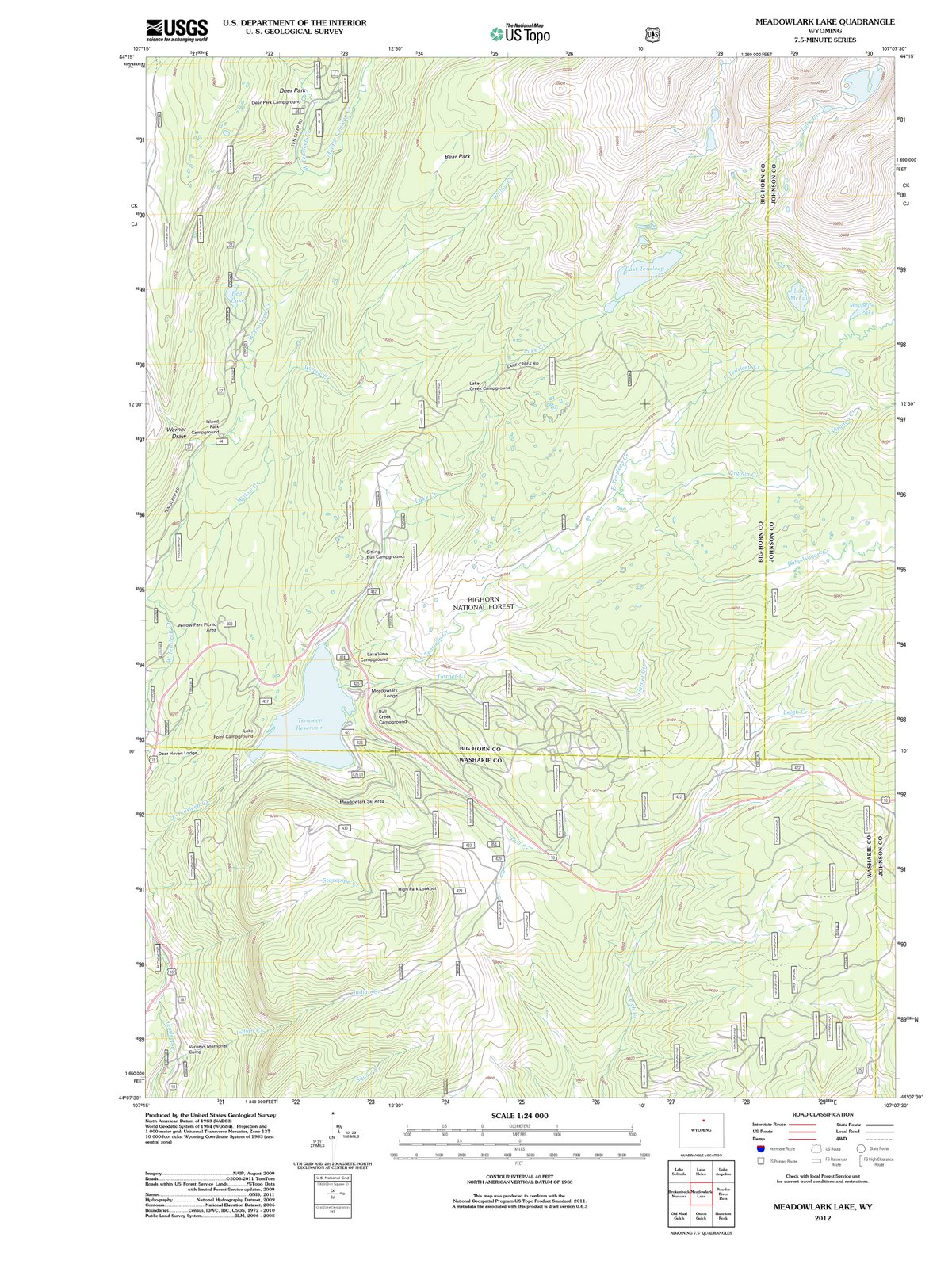 2012 Meadowlark Lake, WY - Wyoming - USGS Topographic Map