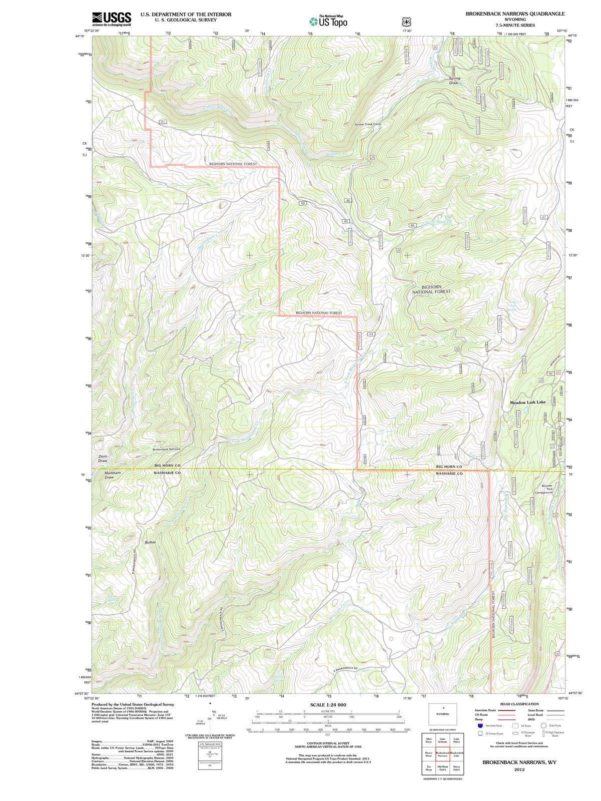 2012 Brokenback Narrows, WY - Wyoming - USGS Topographic Map