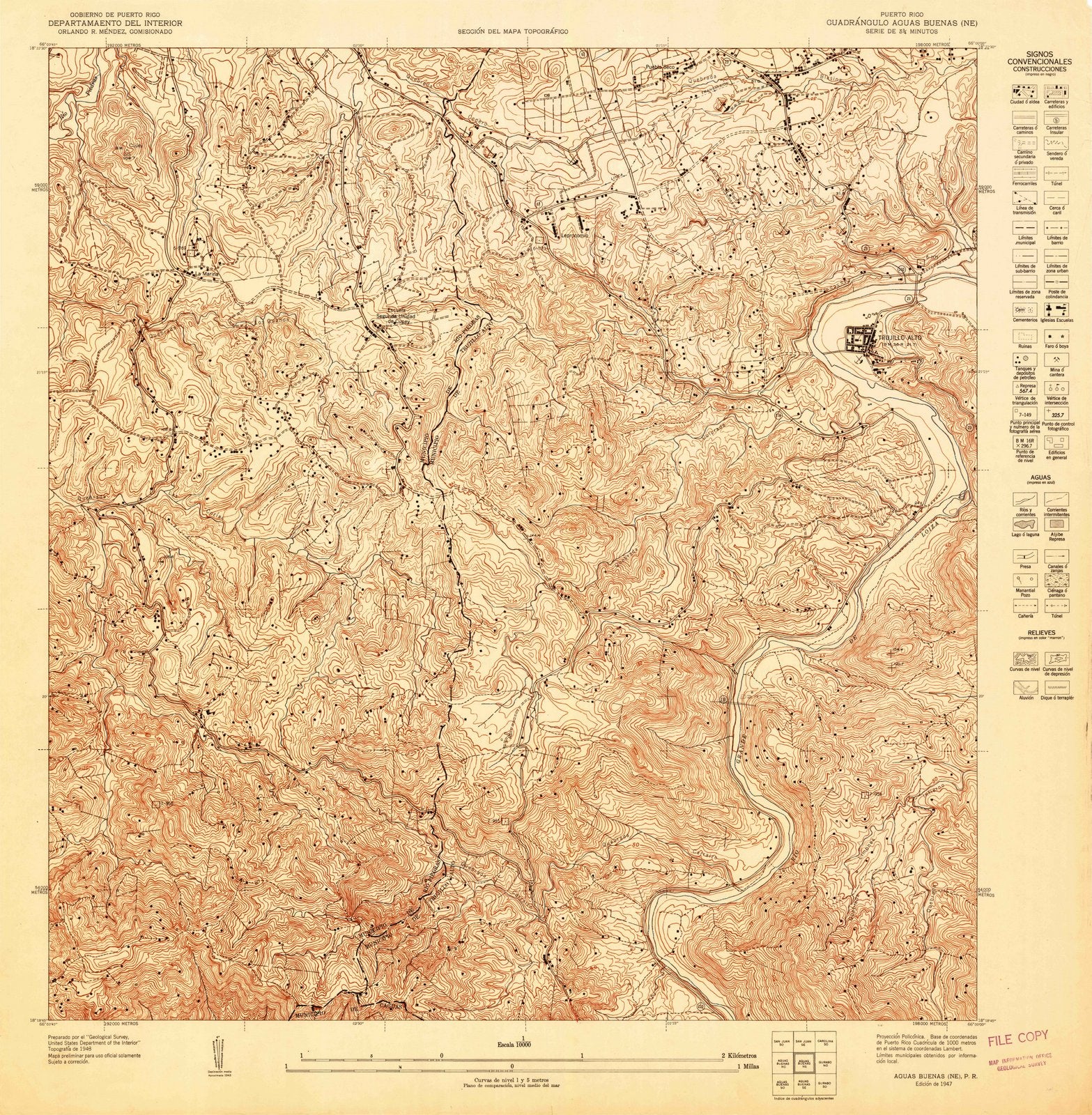 1947 Aguas Buenas, PR - Puerto Rico - USGS Topographic Map