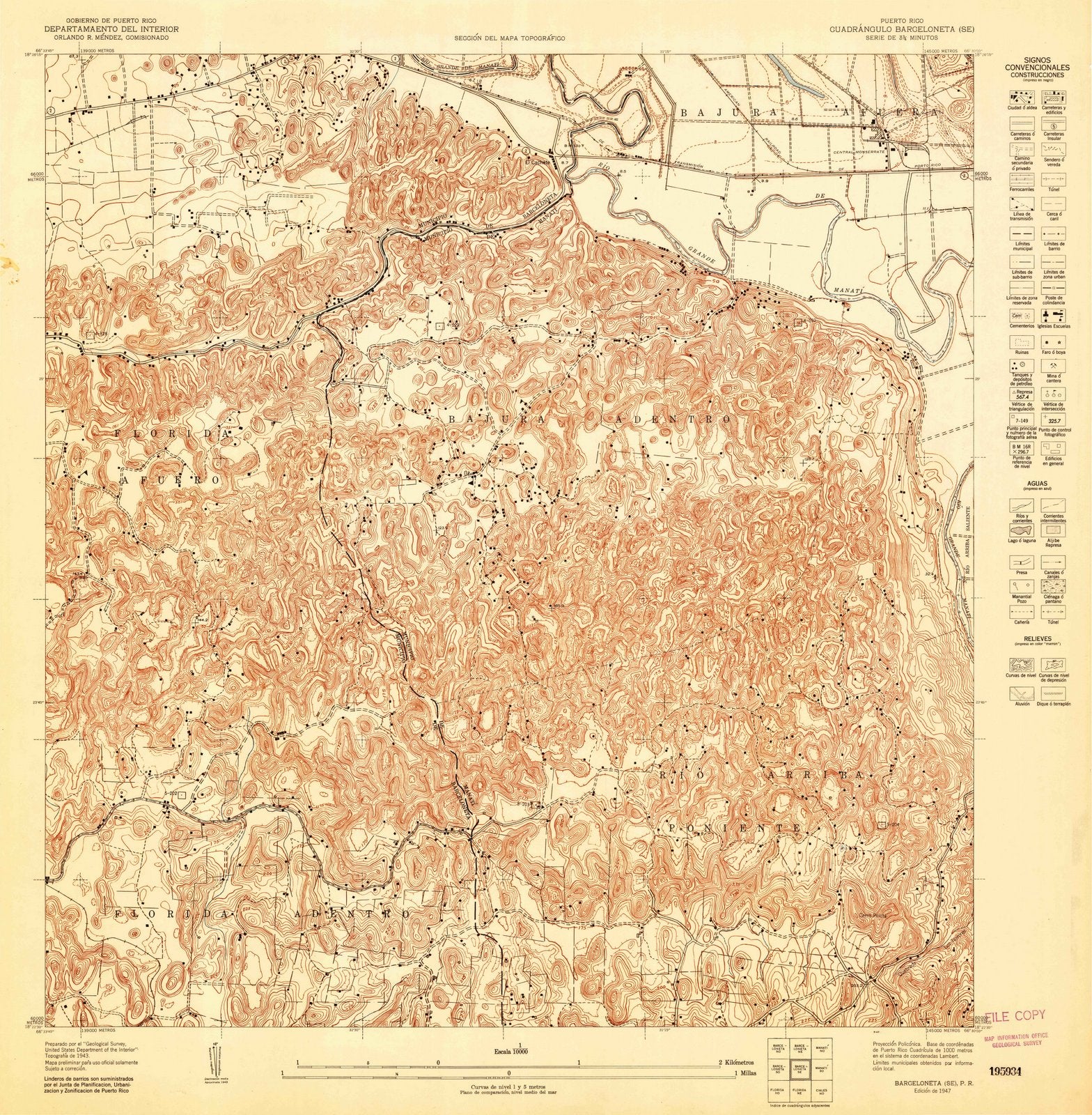 1947 Barceloneta, PR - Puerto Rico - USGS Topographic Map