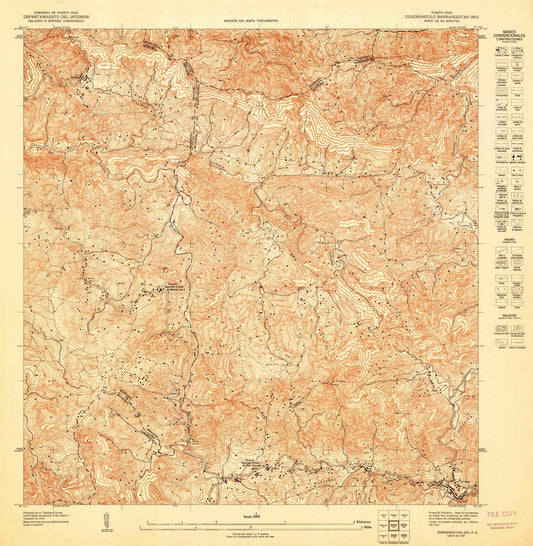 1947 Barranquitas NO, PR - Puerto Rico - USGS Topographic Map
