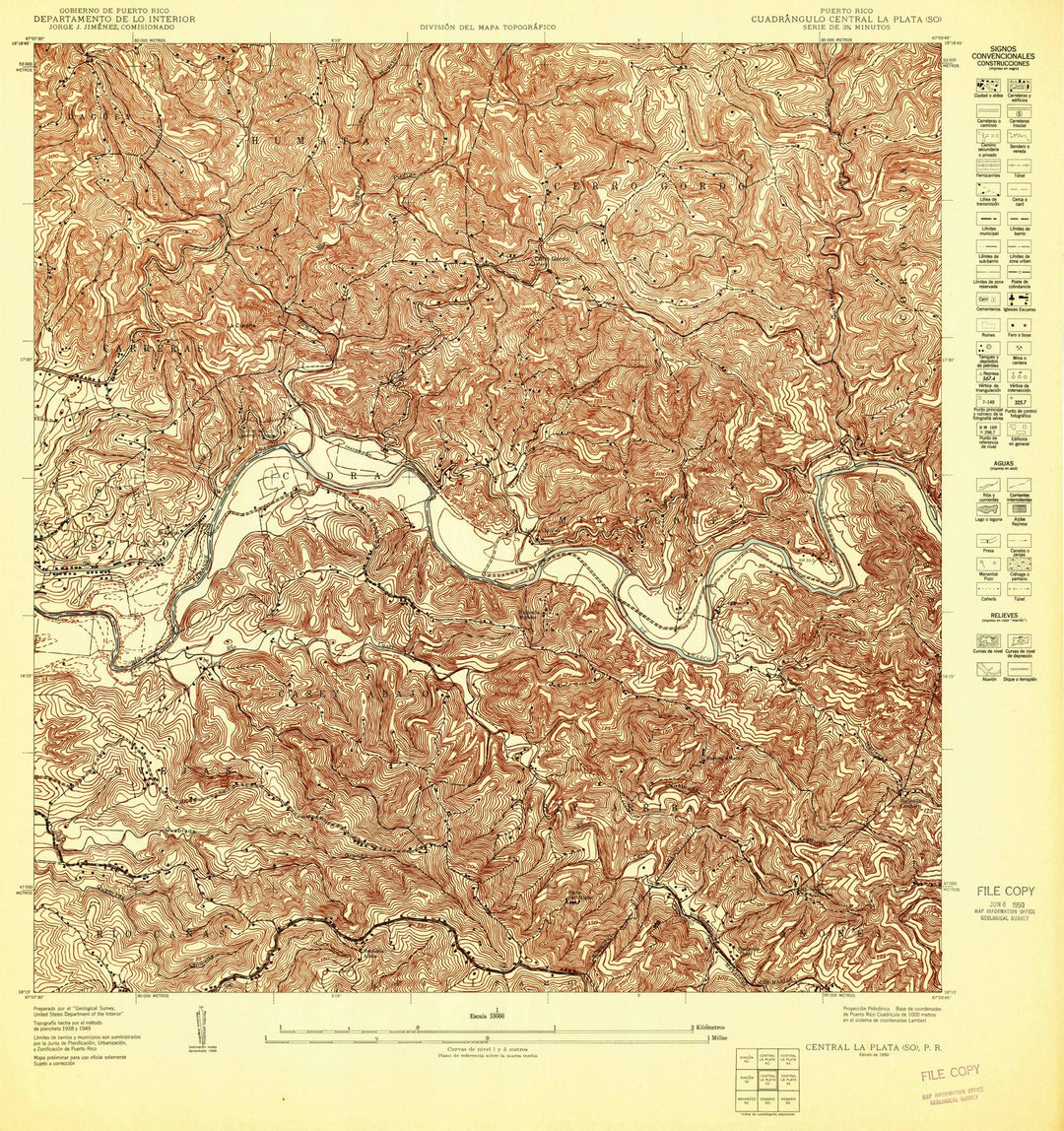 1950 Central La Plata SO, PR - Puerto Rico - USGS Topographic Map