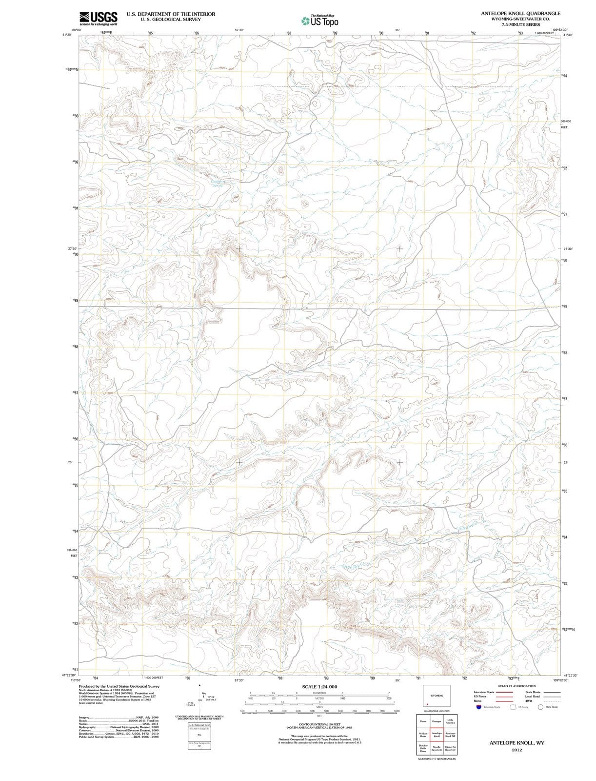 2012 Antelope Knoll, WY - Wyoming - USGS Topographic Map