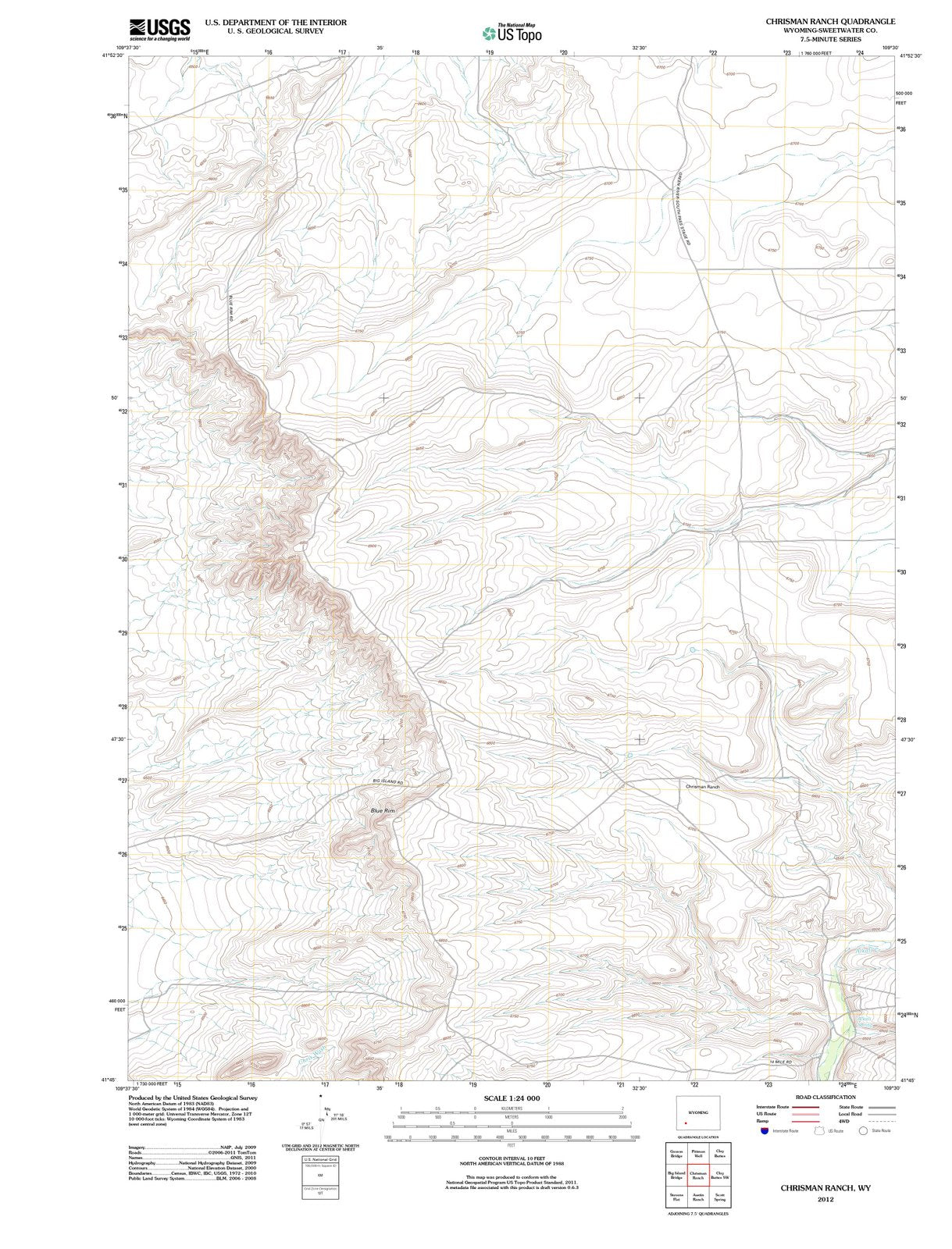 2012 Chrisman Ranch, WY - Wyoming - USGS Topographic Map