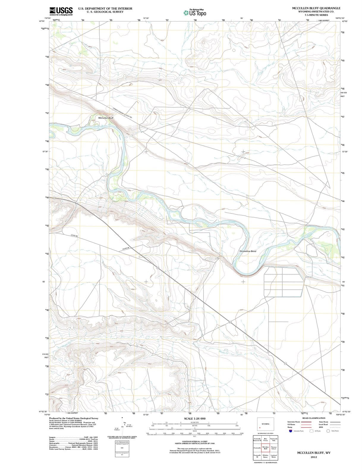 2012 McCullen Bluff, WY - Wyoming - USGS Topographic Map