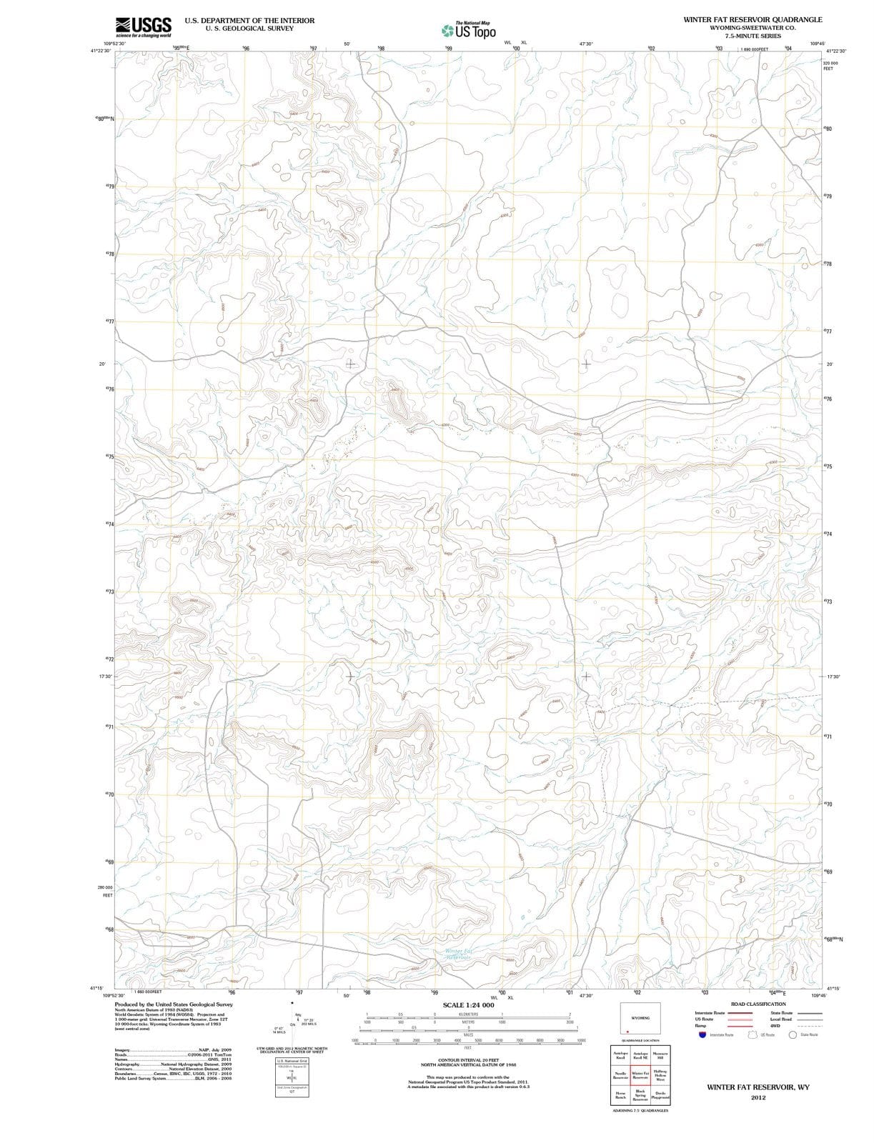 2012 Winter Fat Reservoir, WY - Wyoming - USGS Topographic Map