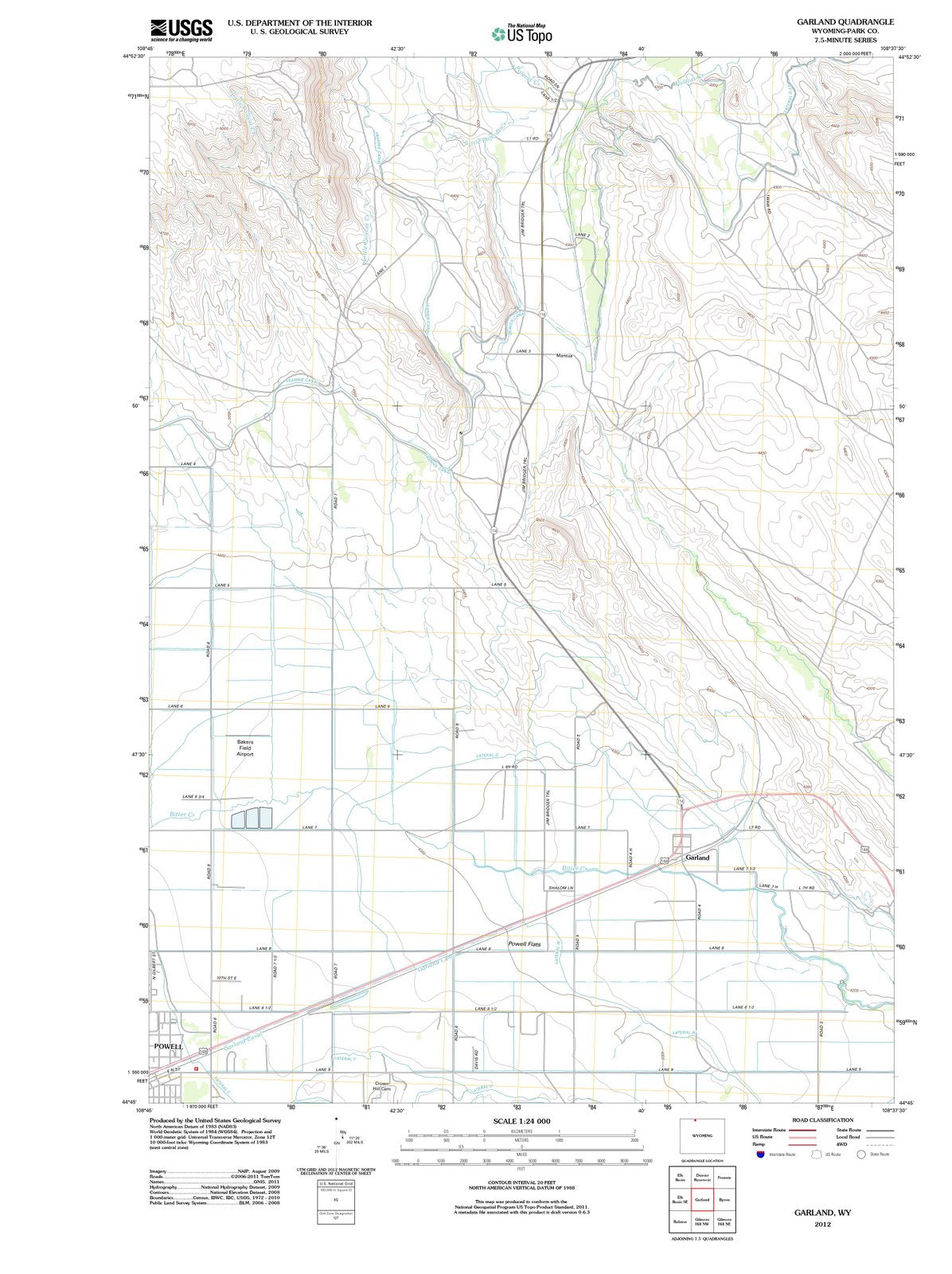 2012 Garland, WY - Wyoming - USGS Topographic Map