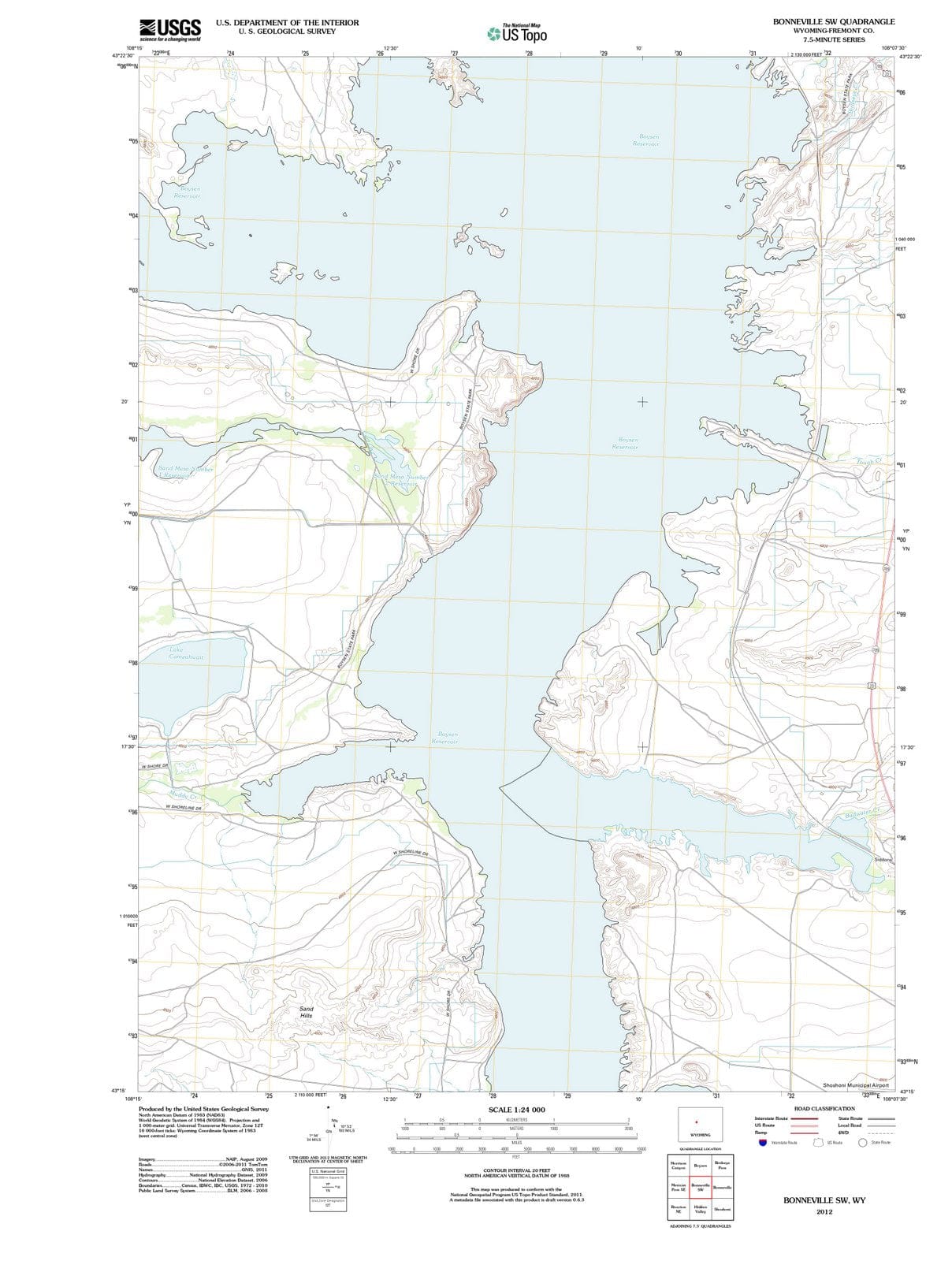 2012 Bonneville, WY - Wyoming - USGS Topographic Map