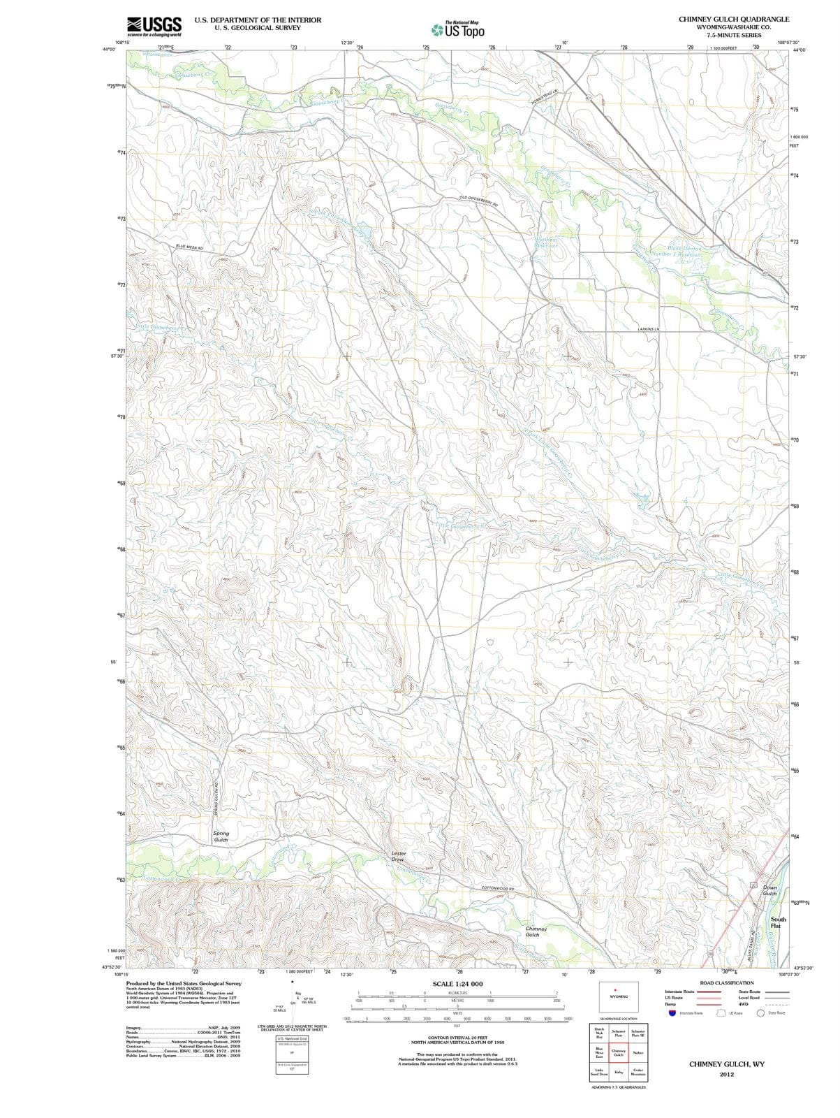 2012 Chimney Gulch, WY - Wyoming - USGS Topographic Map