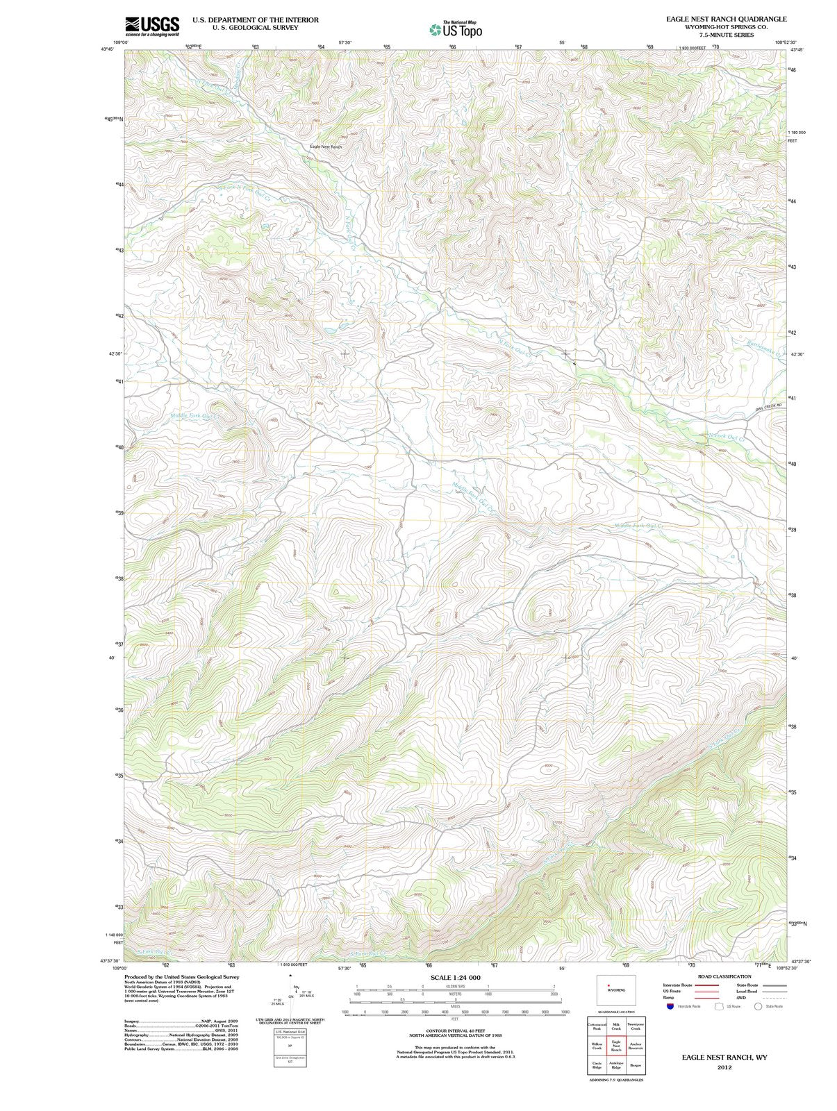 2012 Eaglest Ranch, WY - Wyoming - USGS Topographic Map