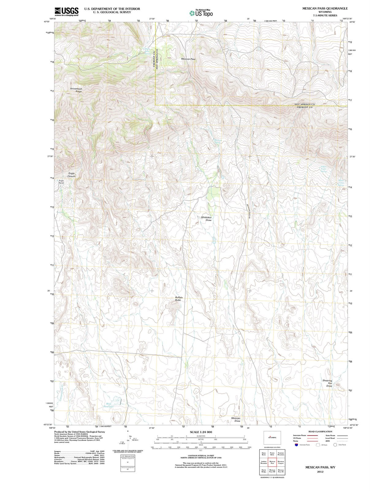 2012 Mexican Pass, WY - Wyoming - USGS Topographic Map