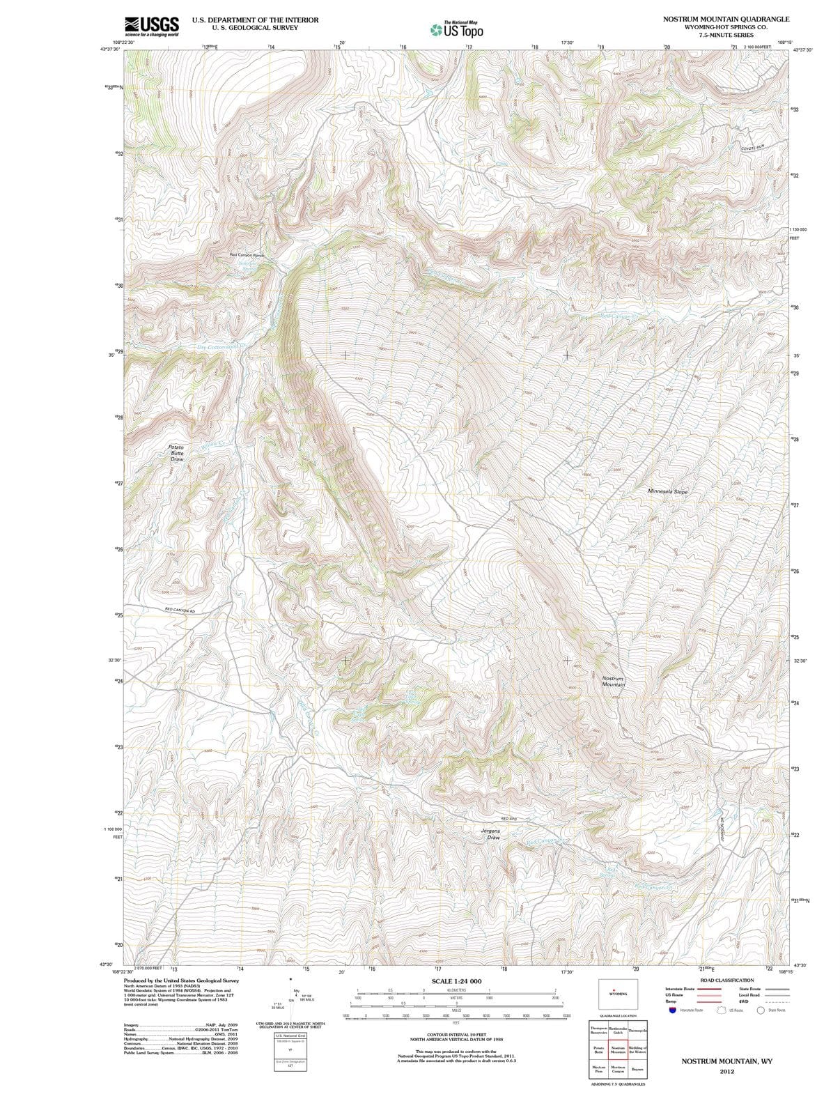 2012 Nostrum Mountain, WY - Wyoming - USGS Topographic Map