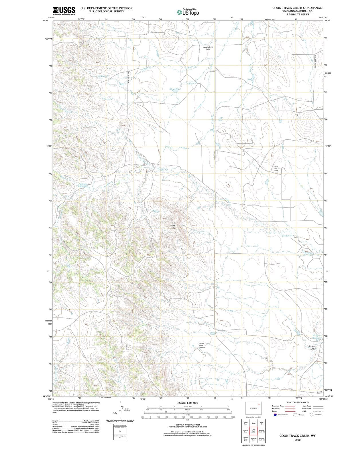 2012 Coon Track Creek, WY - Wyoming - USGS Topographic Map