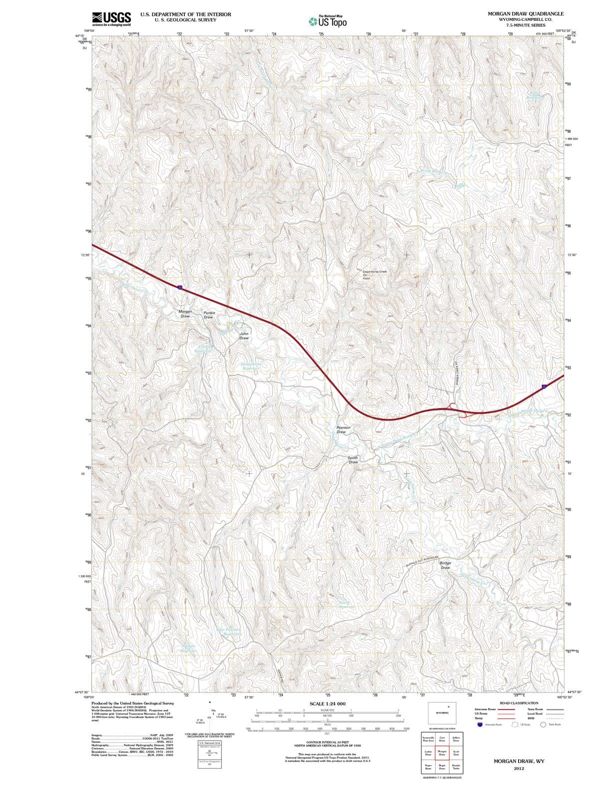 2012 Morganraw, WY - Wyoming - USGS Topographic Map