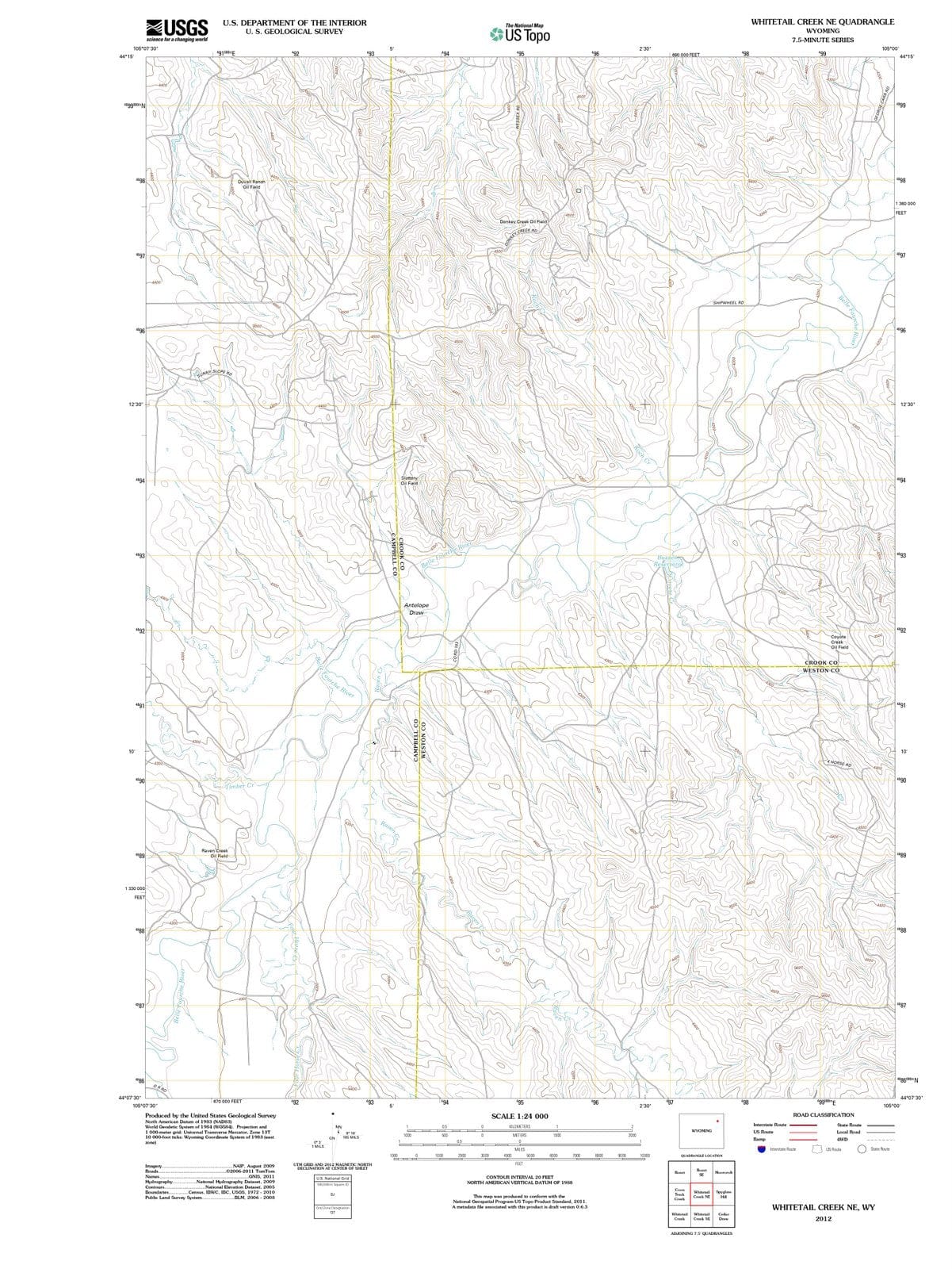 2012 Whitetail Creek, WY - Wyoming - USGS Topographic Map v2