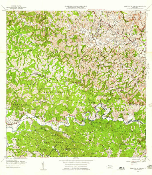 1955 Central La Plata, PR - Puerto Rico - USGS Topographic Map