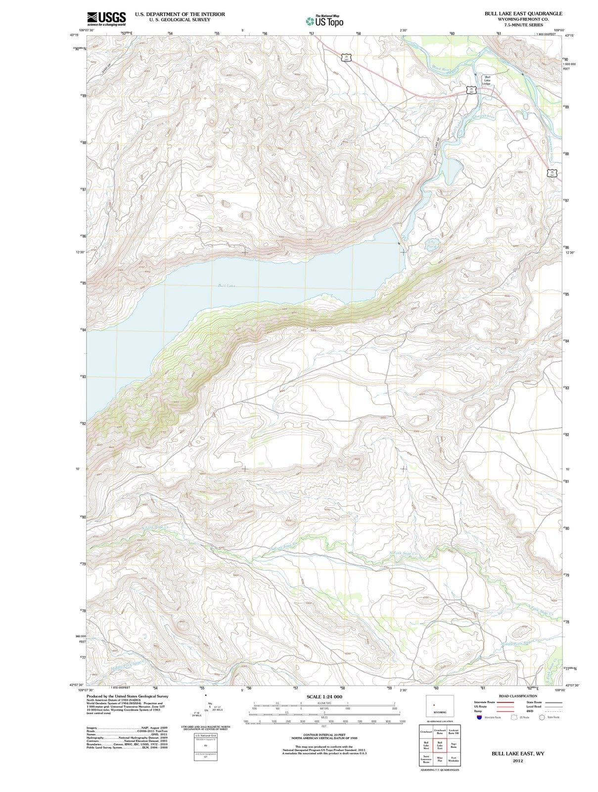 2012 Bull Lake East, WY - Wyoming - USGS Topographic Map