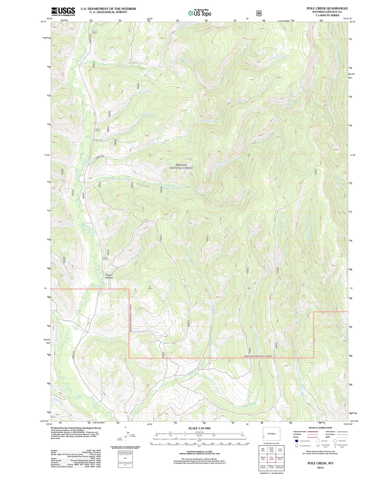 2012 Pole Creek, WY - Wyoming - USGS Topographic Map