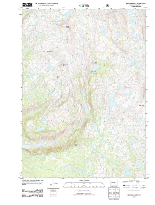 2012 Bridger Lakes, WY - Wyoming - USGS Topographic Map