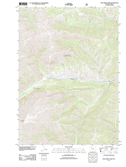 2012 Dick Creek Lakes, WY - Wyoming - USGS Topographic Map