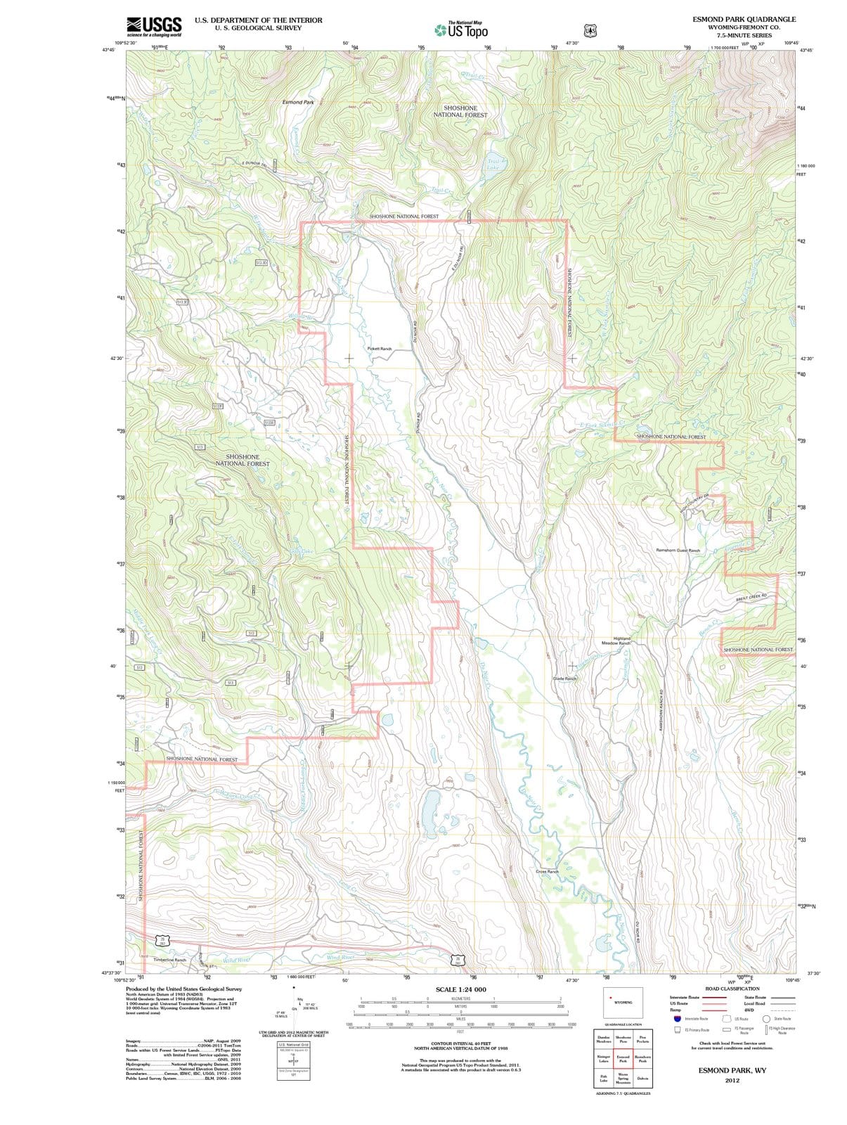 2012 Esmond Park, WY - Wyoming - USGS Topographic Map