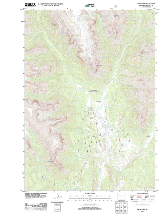 2012 Snow Lake, WY - Wyoming - USGS Topographic Map