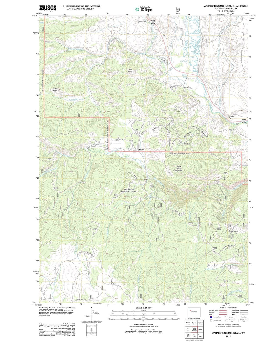 2012 Warm Spring Mountain, WY - Wyoming - USGS Topographic Map