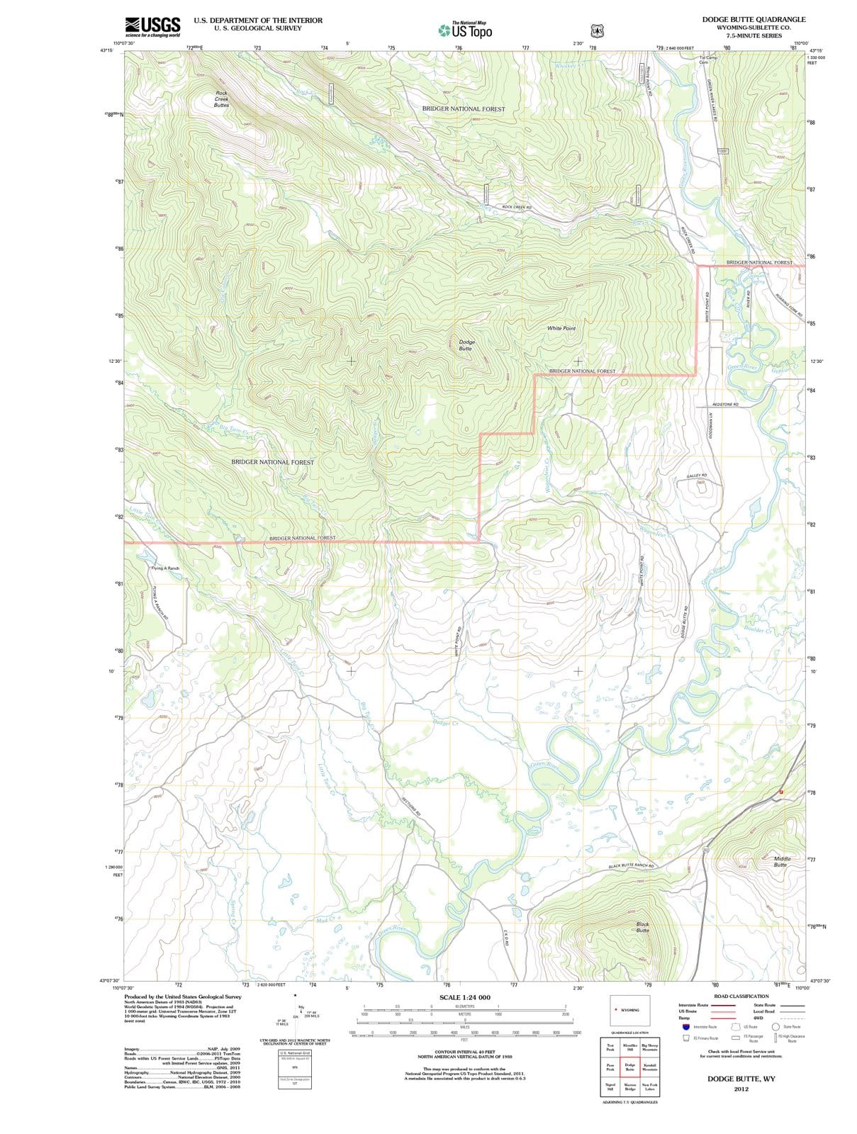 2012 Dodge Butte, WY - Wyoming - USGS Topographic Map