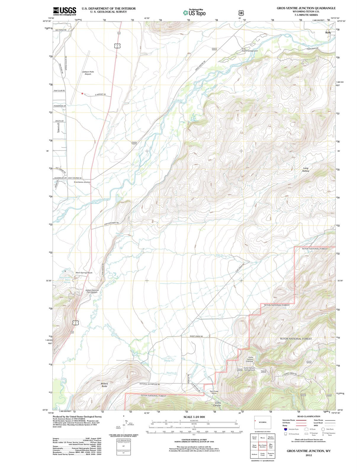 2012 Gros Ventre Junction, WY - Wyoming - USGS Topographic Map